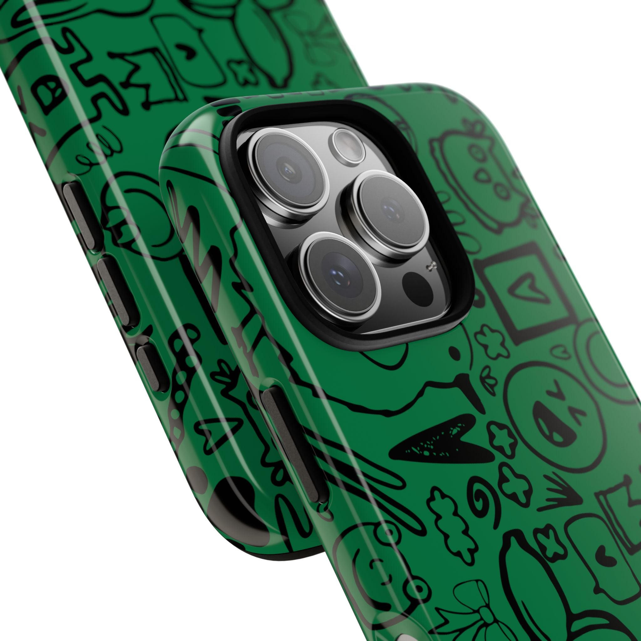 Playful Phone Case, Vibrant Green Tough Case, Quirky Graphic Design, Unique Gift for Kids, Fun Accessories, Christmas, Birthday