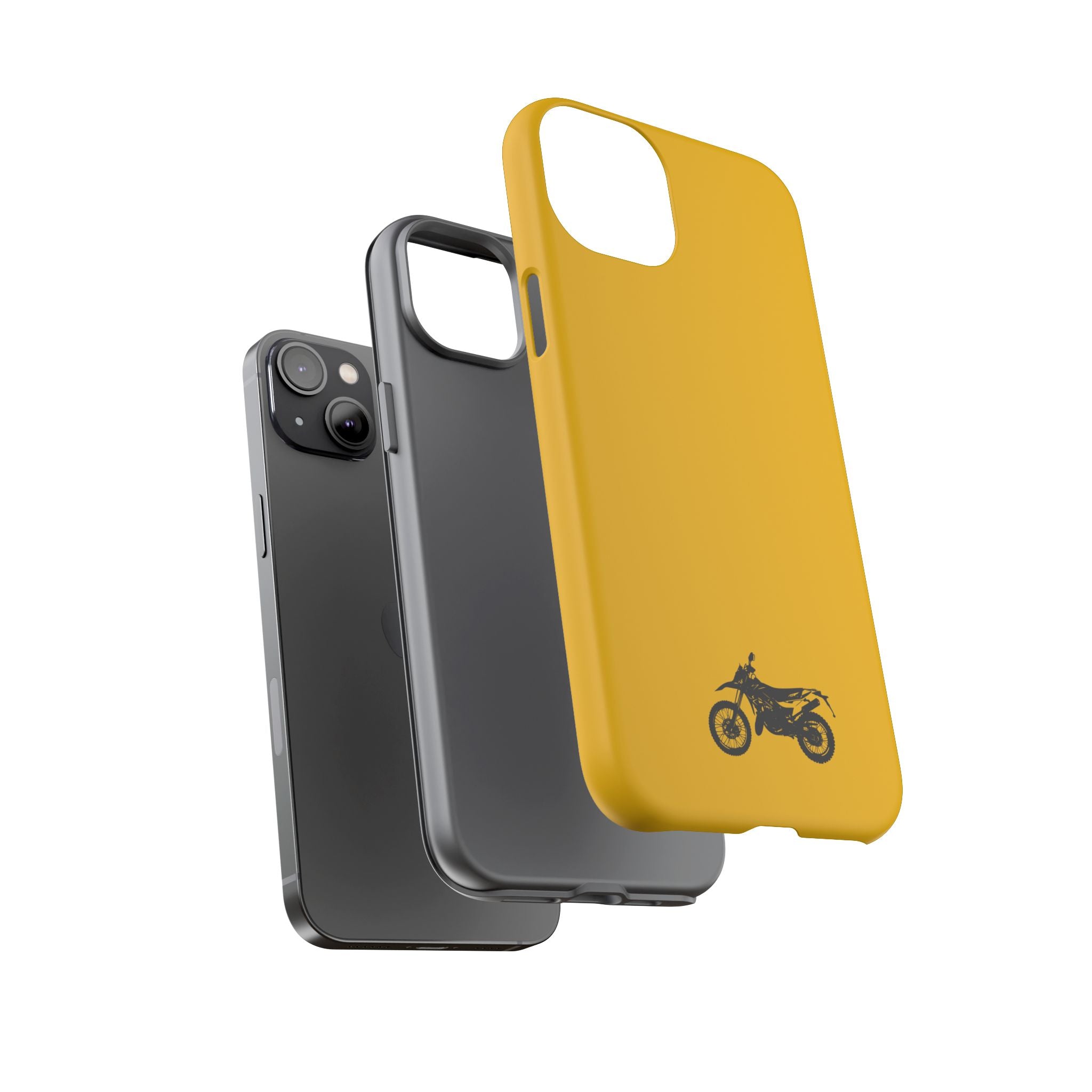 Motorcycle Phone Case, Tough Phone Cover, Gift for Bikers, Durable Tech Accessory, Yellow Motorcycle Design