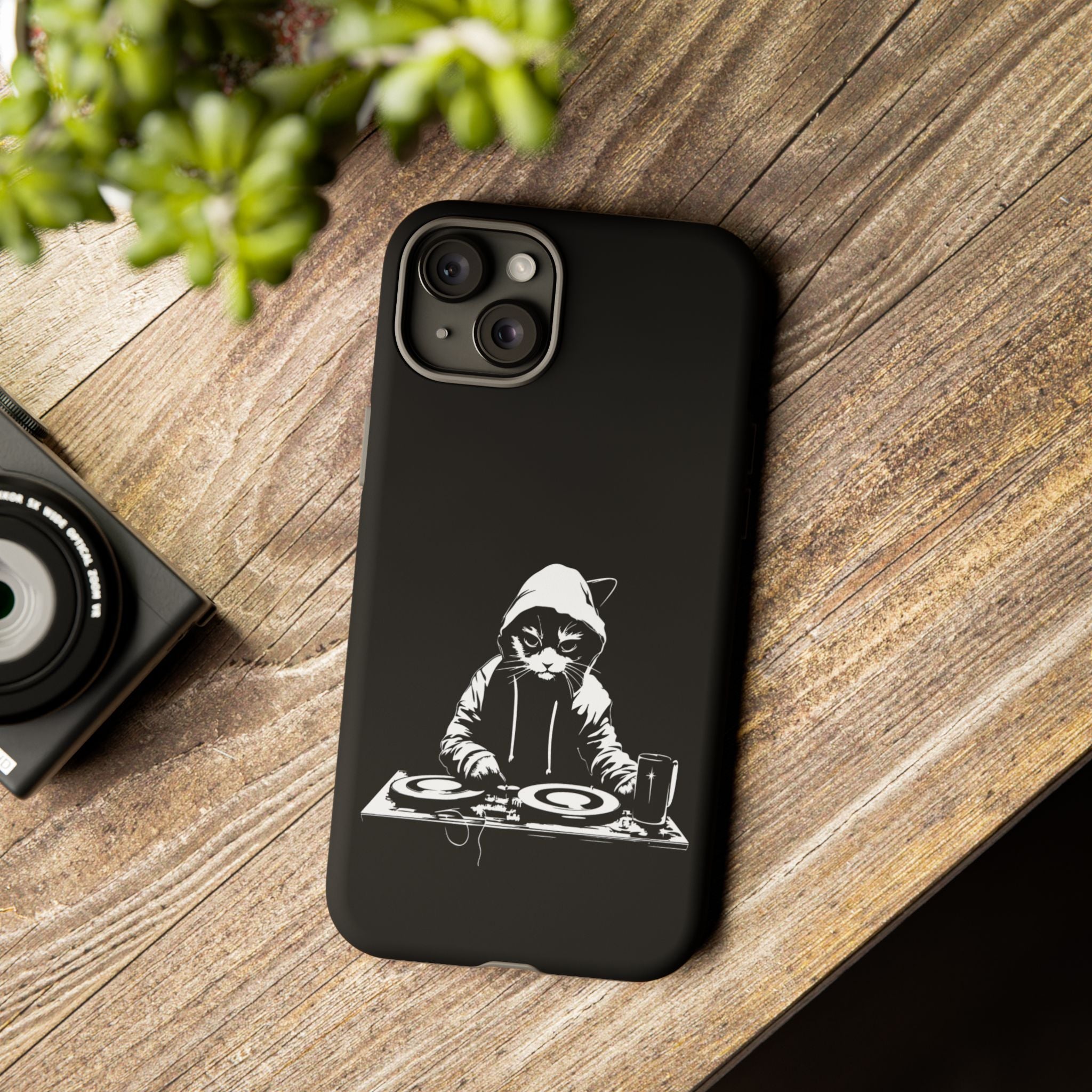 DJ Cat Phone Case, Tough Phone Cover, Pet Lover Gift, Music Enthusiast Accessory, Cute Cat Decor, Unique Case Design