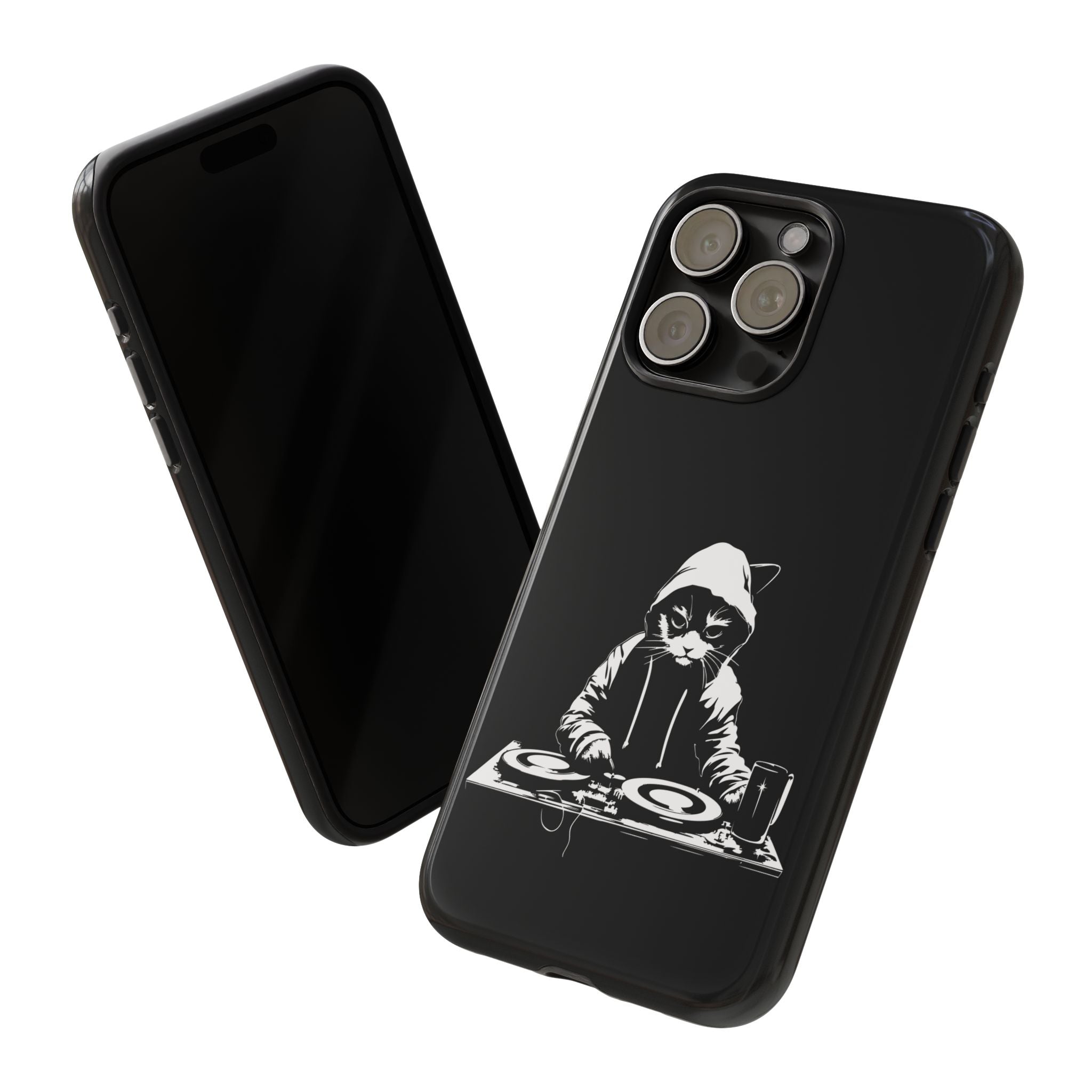 DJ Cat Phone Case, Tough Phone Cover, Pet Lover Gift, Music Enthusiast Accessory, Cute Cat Decor, Unique Case Design