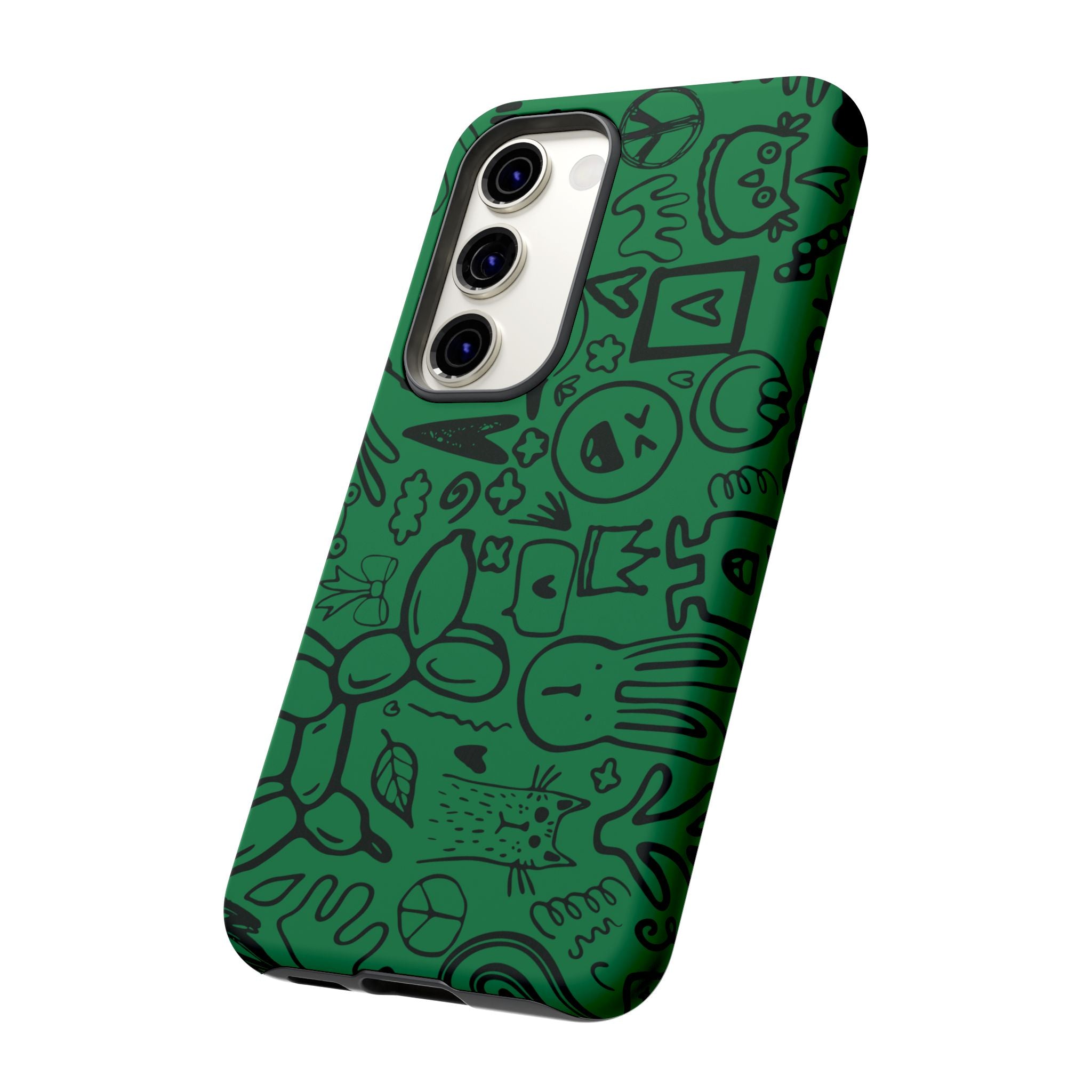 Playful Phone Case, Vibrant Green Tough Case, Quirky Graphic Design, Unique Gift for Kids, Fun Accessories, Christmas, Birthday