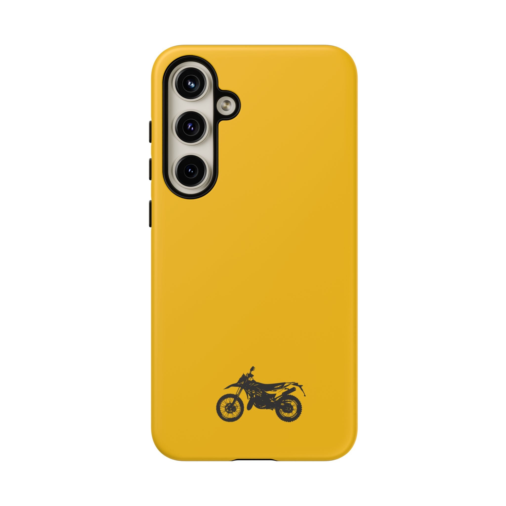 Motorcycle Phone Case, Tough Phone Cover, Gift for Bikers, Durable Tech Accessory, Yellow Motorcycle Design
