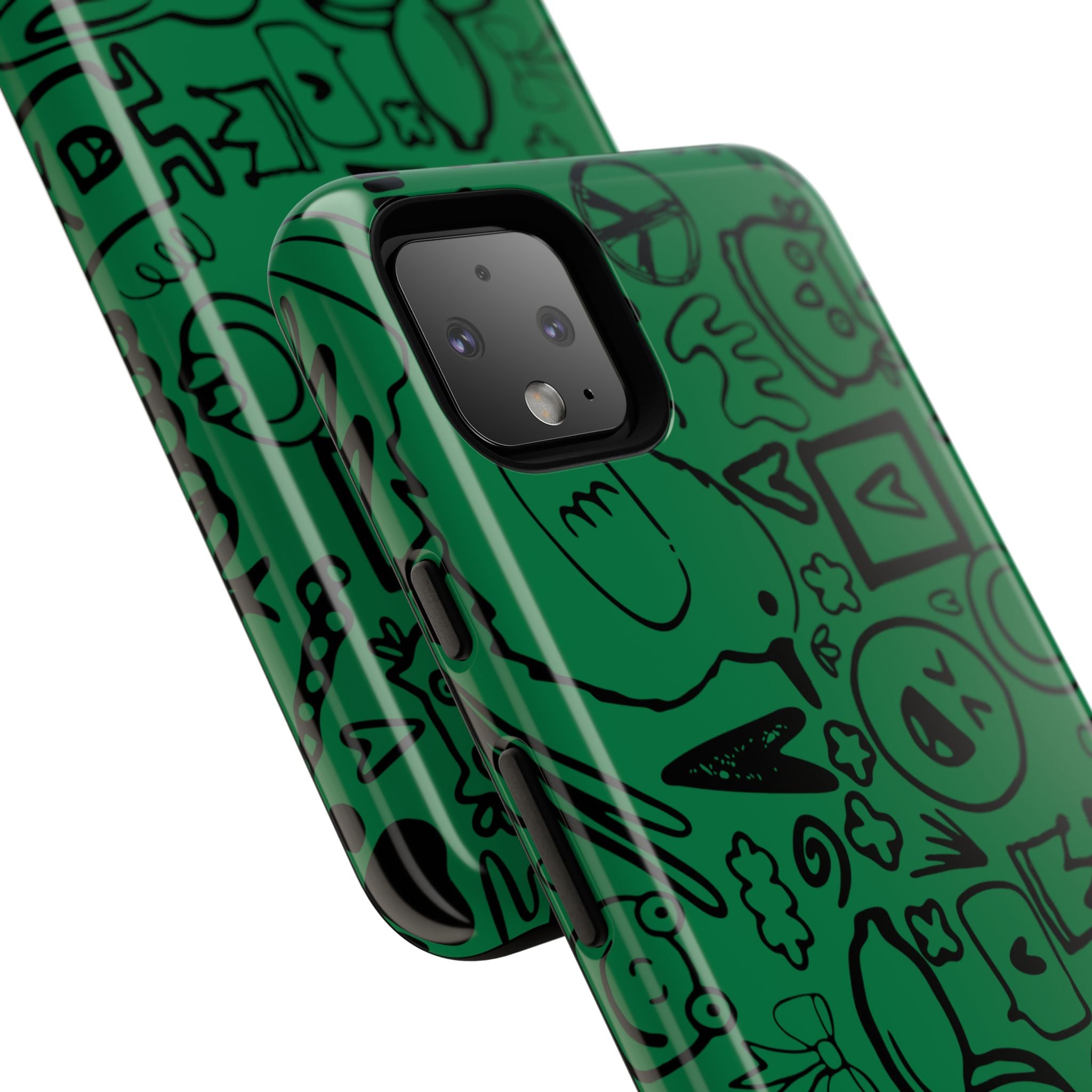 Playful Phone Case, Vibrant Green Tough Case, Quirky Graphic Design, Unique Gift for Kids, Fun Accessories, Christmas, Birthday