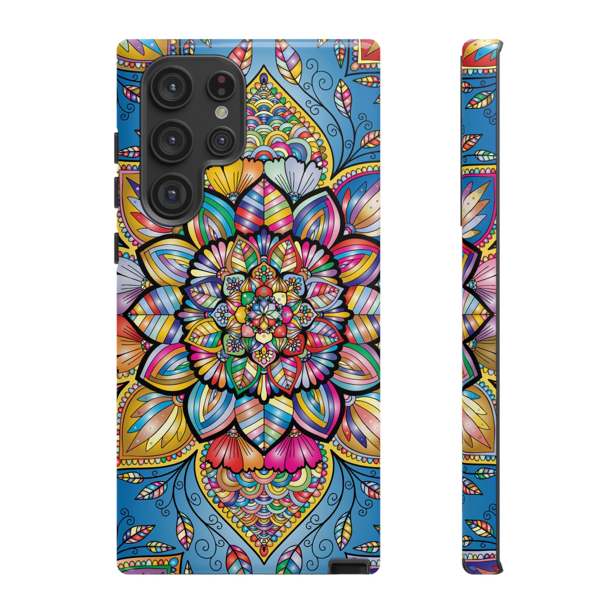 Vibrant Floral Phone Case, Tough Phone Cover, Colorful Mobile Accessory, Artistic Gift, Mandala Design, Everyday Use