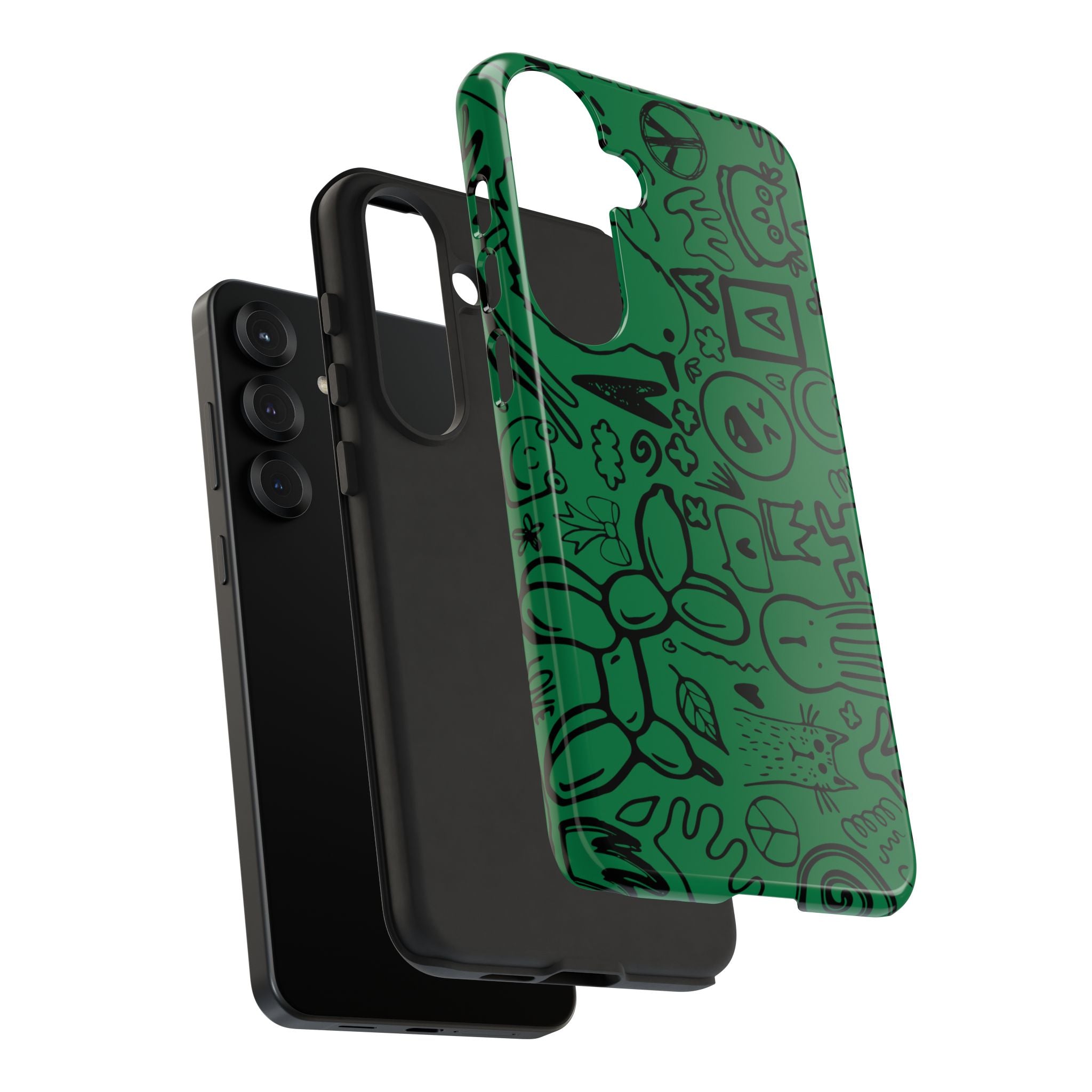 Playful Phone Case, Vibrant Green Tough Case, Quirky Graphic Design, Unique Gift for Kids, Fun Accessories, Christmas, Birthday