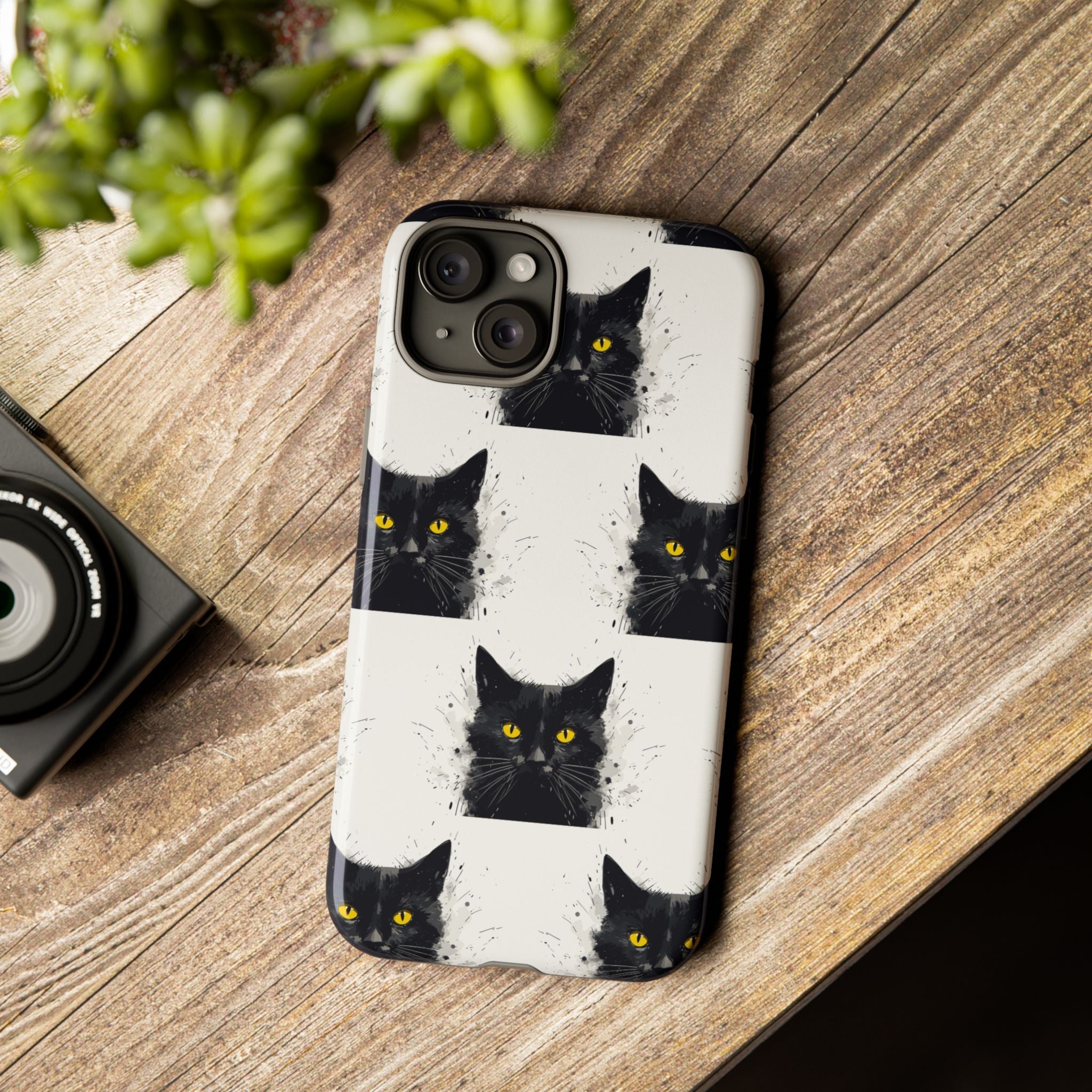 Black Cat Phone Case, Tough Cases, Cat Lover Gift, Unique Design, Halloween, Animal Accessories, Custom Phone Cover