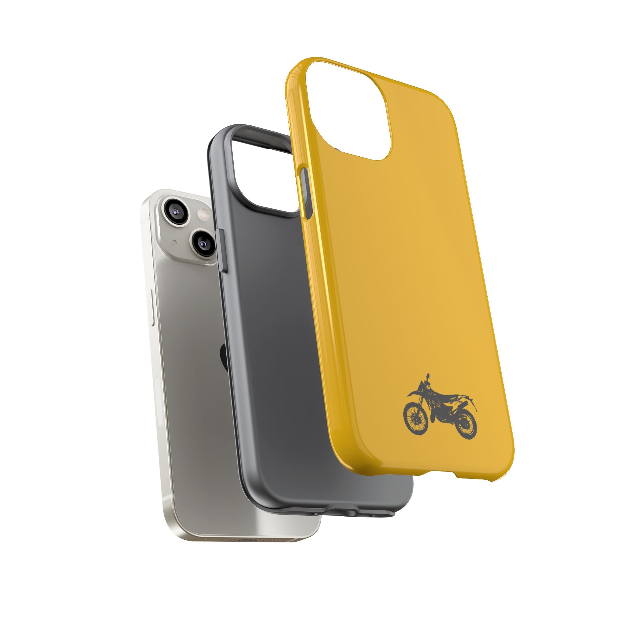 Motorcycle Phone Case, Tough Phone Cover, Gift for Bikers, Durable Tech Accessory, Yellow Motorcycle Design