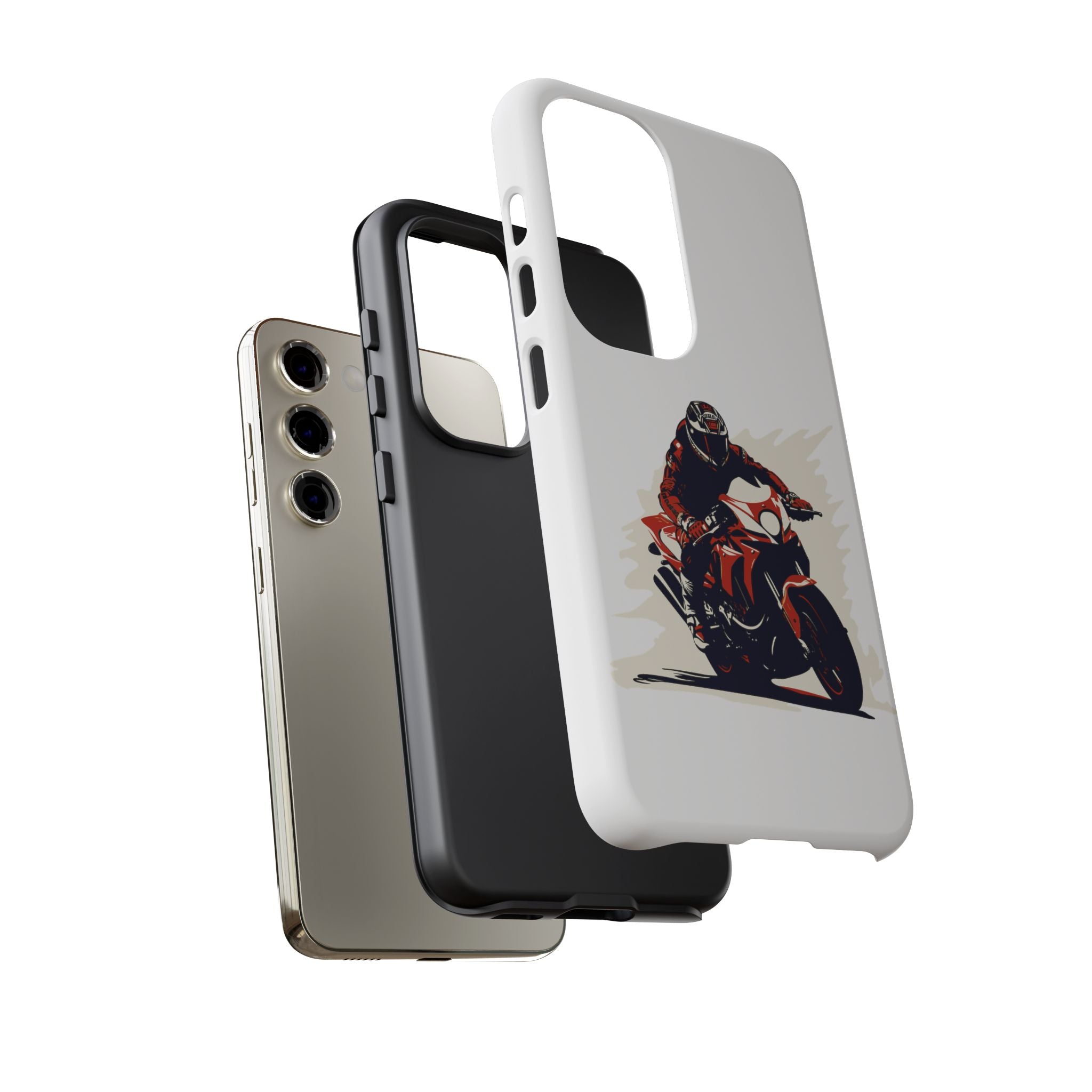 Motorcycle Phone Case, Tough Cases for Riders, Biker Accessory, Gifts for Motorcyclists, Red Bike Design