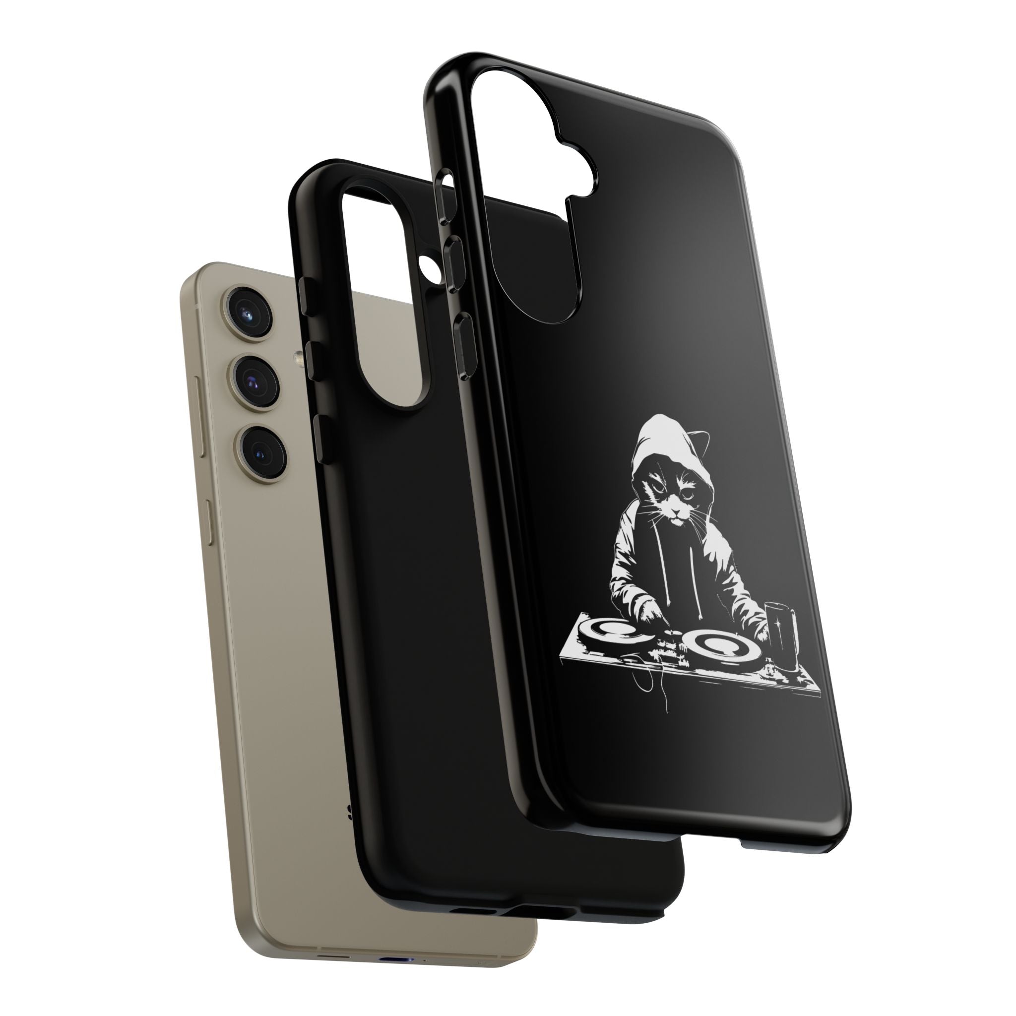 DJ Cat Phone Case, Tough Phone Cover, Pet Lover Gift, Music Enthusiast Accessory, Cute Cat Decor, Unique Case Design