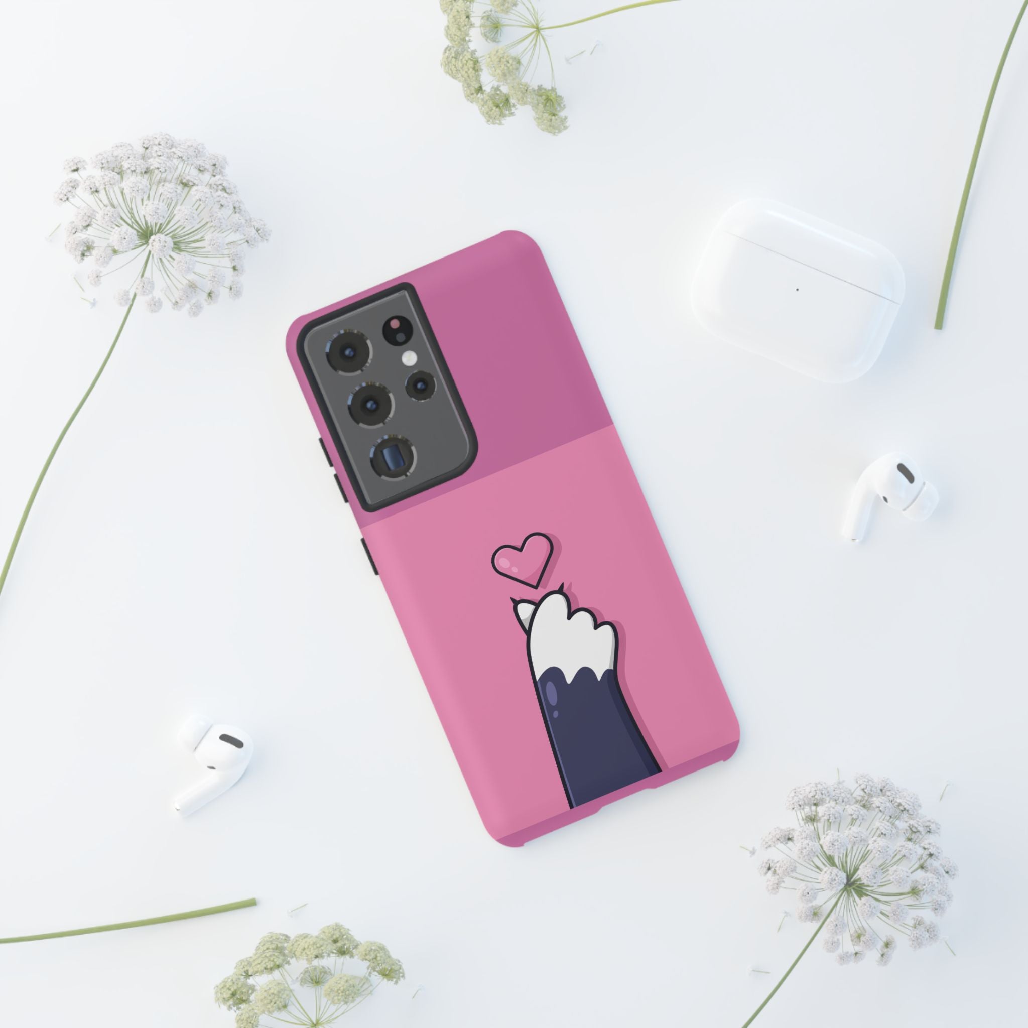 Cute Cat Paw Phone Case, Playful Pet Lover Gift, Animal Print Phone Cover, Heart Design Case, Fun Feminine Case, Kawaii Style