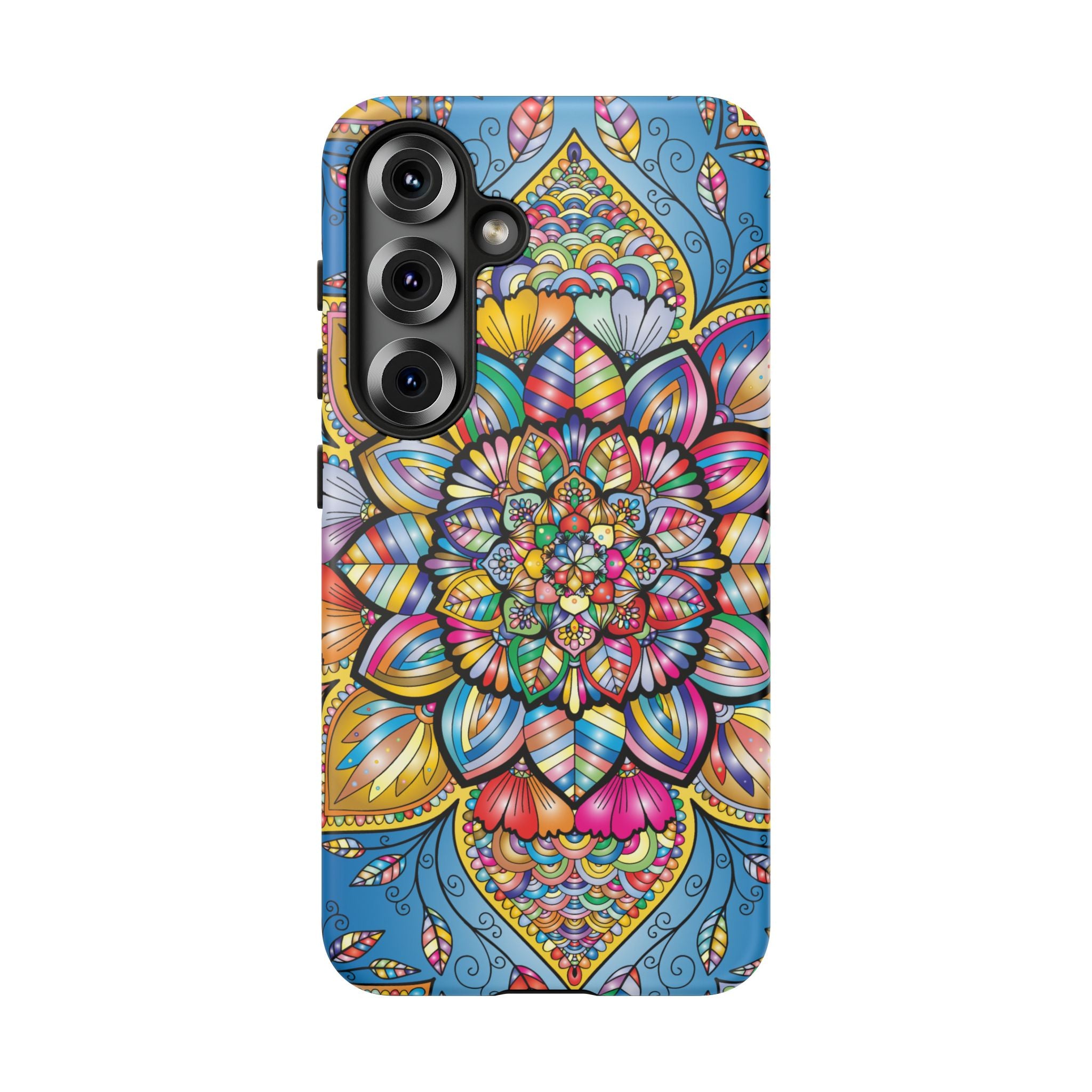 Vibrant Floral Phone Case, Tough Phone Cover, Colorful Mobile Accessory, Artistic Gift, Mandala Design, Everyday Use