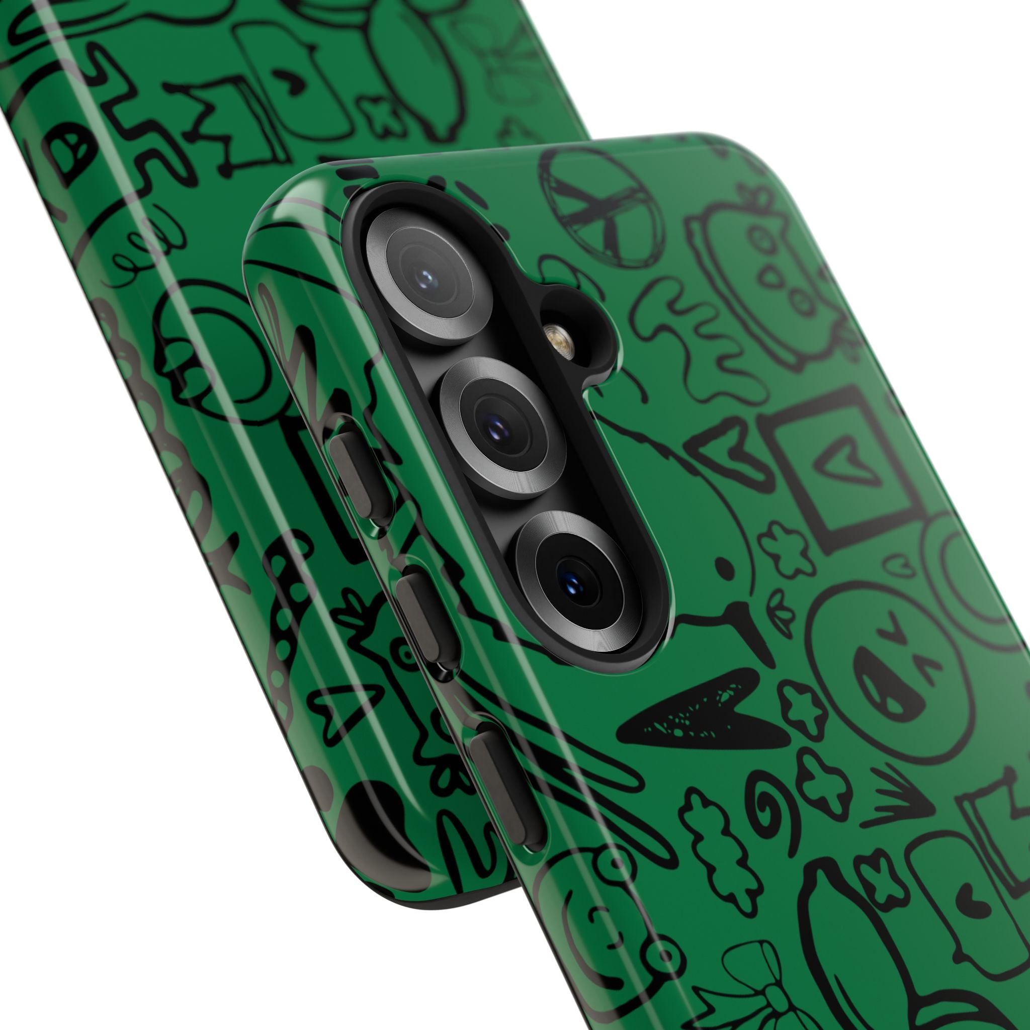 Playful Phone Case, Vibrant Green Tough Case, Quirky Graphic Design, Unique Gift for Kids, Fun Accessories, Christmas, Birthday