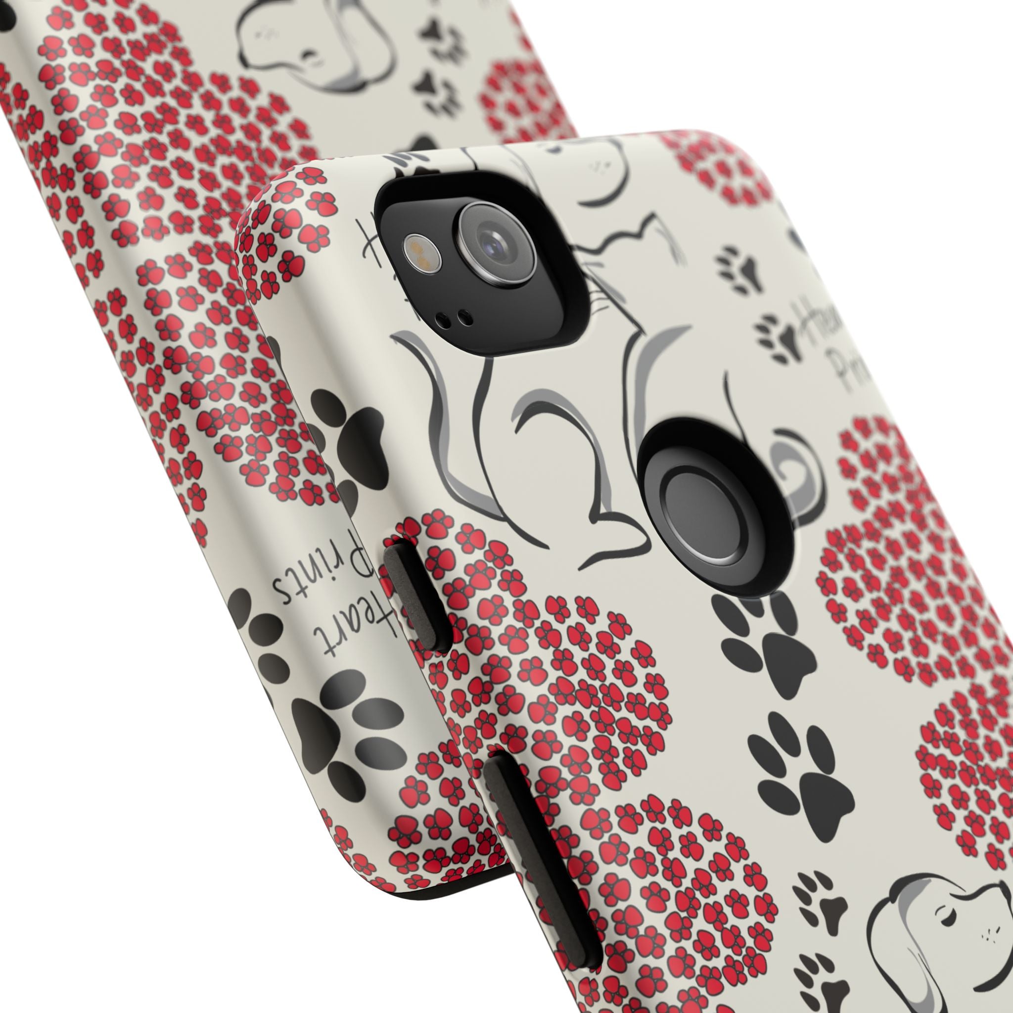 Stylish Phone Case with Heart Prints for Pet Lovers, Dog Lover Gift, Floral Pattern, Customizable Design, Cute Animal Accessories
