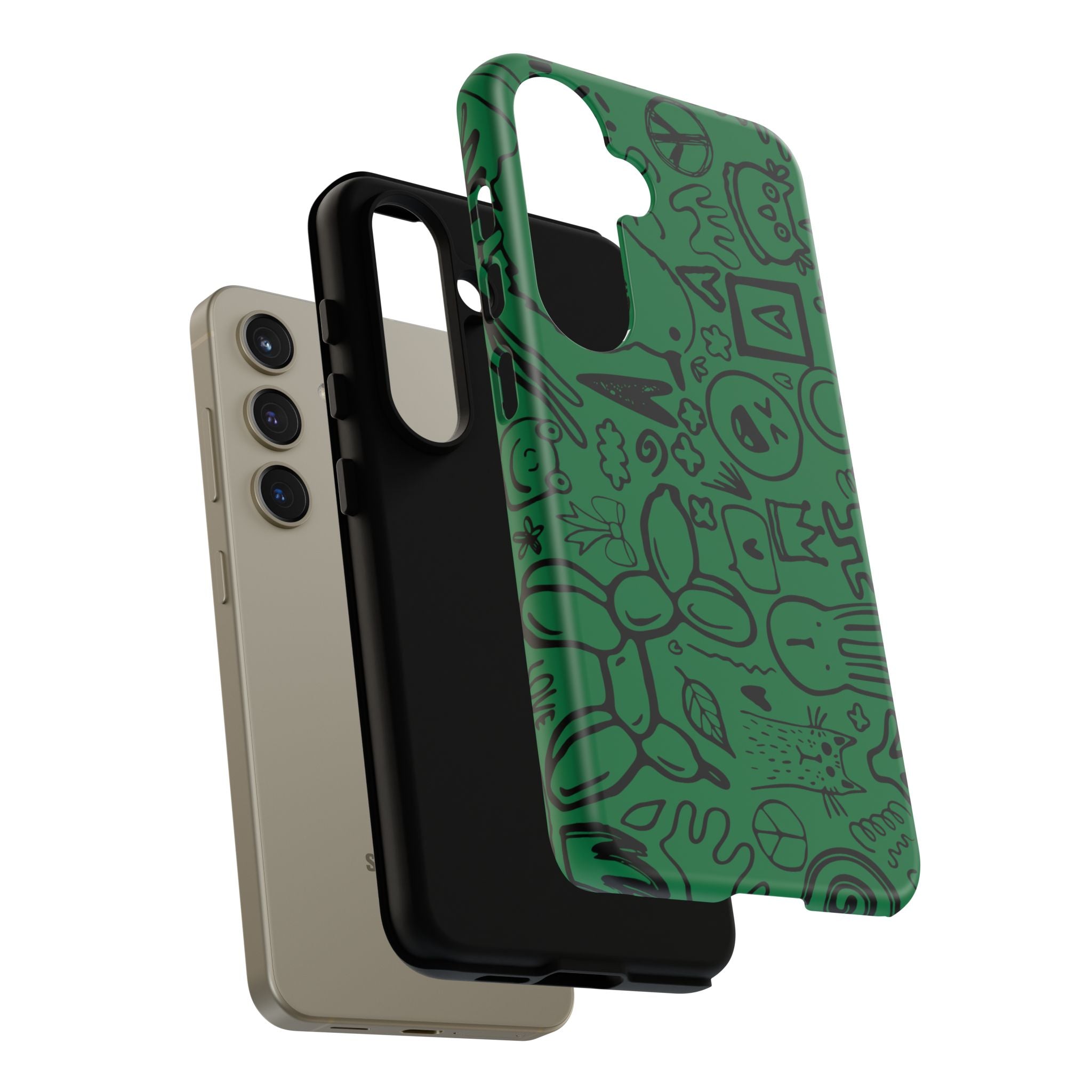 Playful Phone Case, Vibrant Green Tough Case, Quirky Graphic Design, Unique Gift for Kids, Fun Accessories, Christmas, Birthday