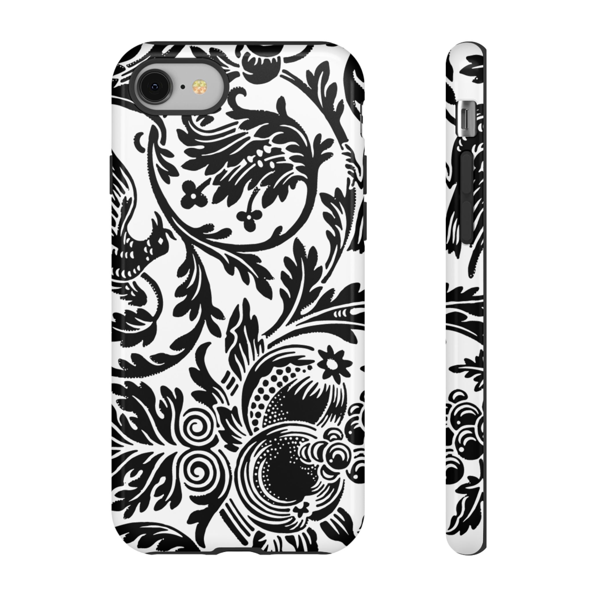 Elegant Black Floral Phone Case, Tough Cases, Stylish Phone Protection, Gift for Her, Floral Design, Trendy Accessories