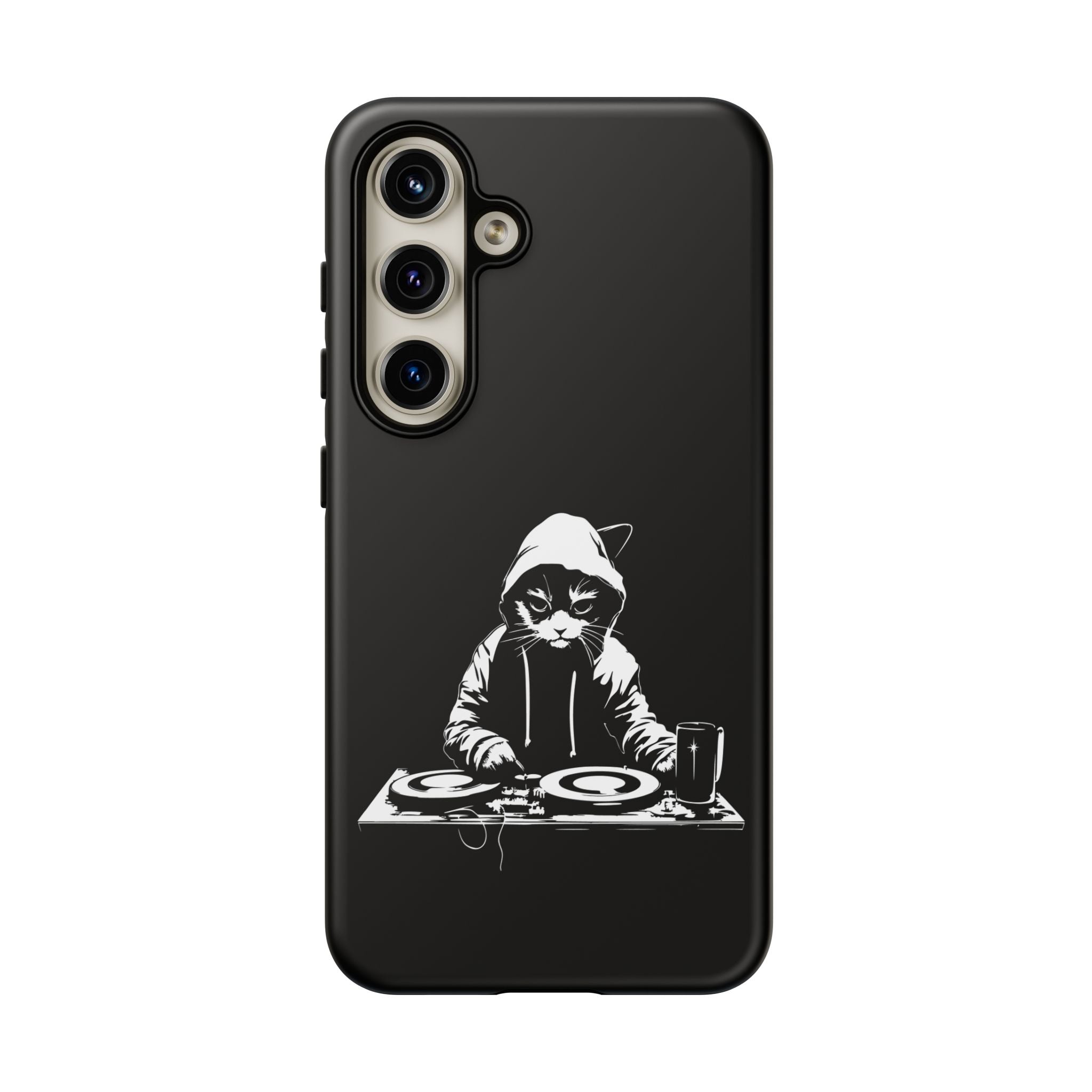 DJ Cat Phone Case, Tough Phone Cover, Pet Lover Gift, Music Enthusiast Accessory, Cute Cat Decor, Unique Case Design