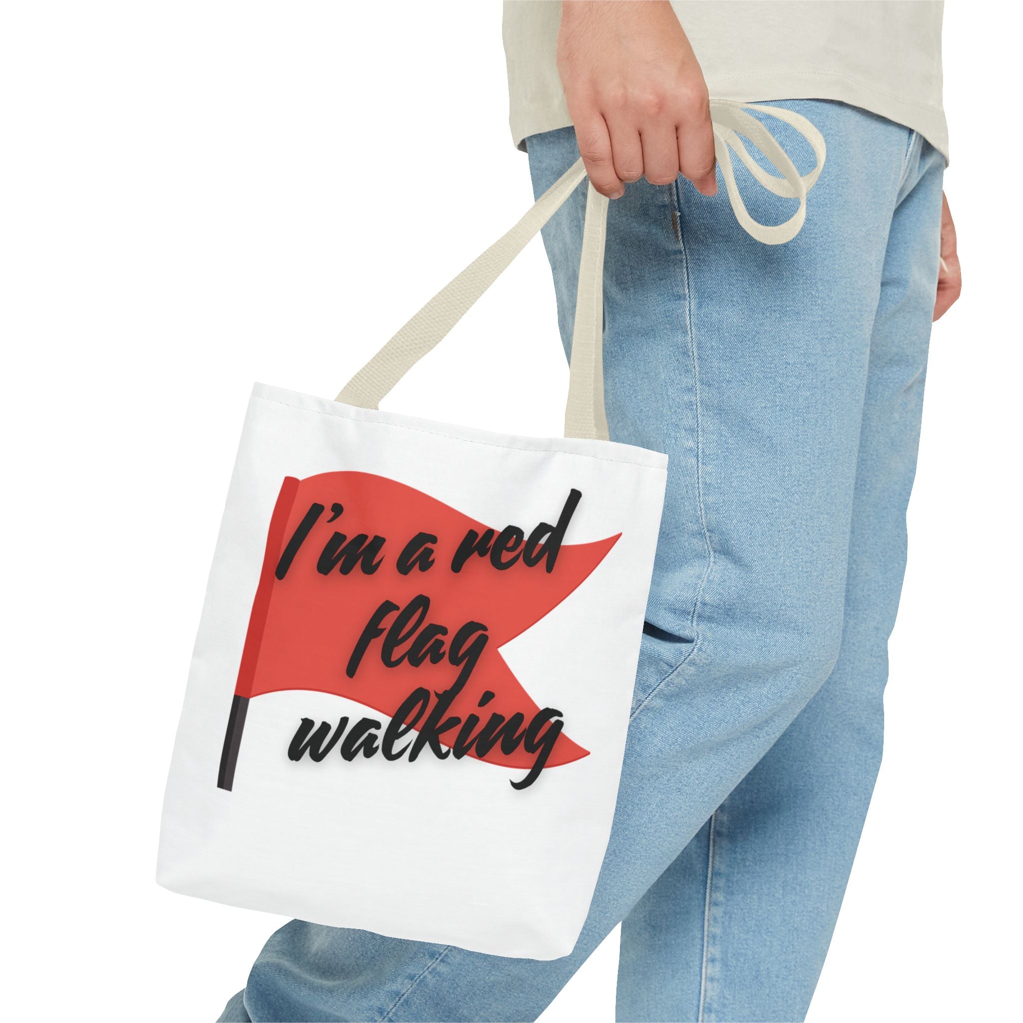 Red Flag Tote Bag, Fun Gift for Friends, Perfect for Beach Days, Casual Shopping, and Everyday Use