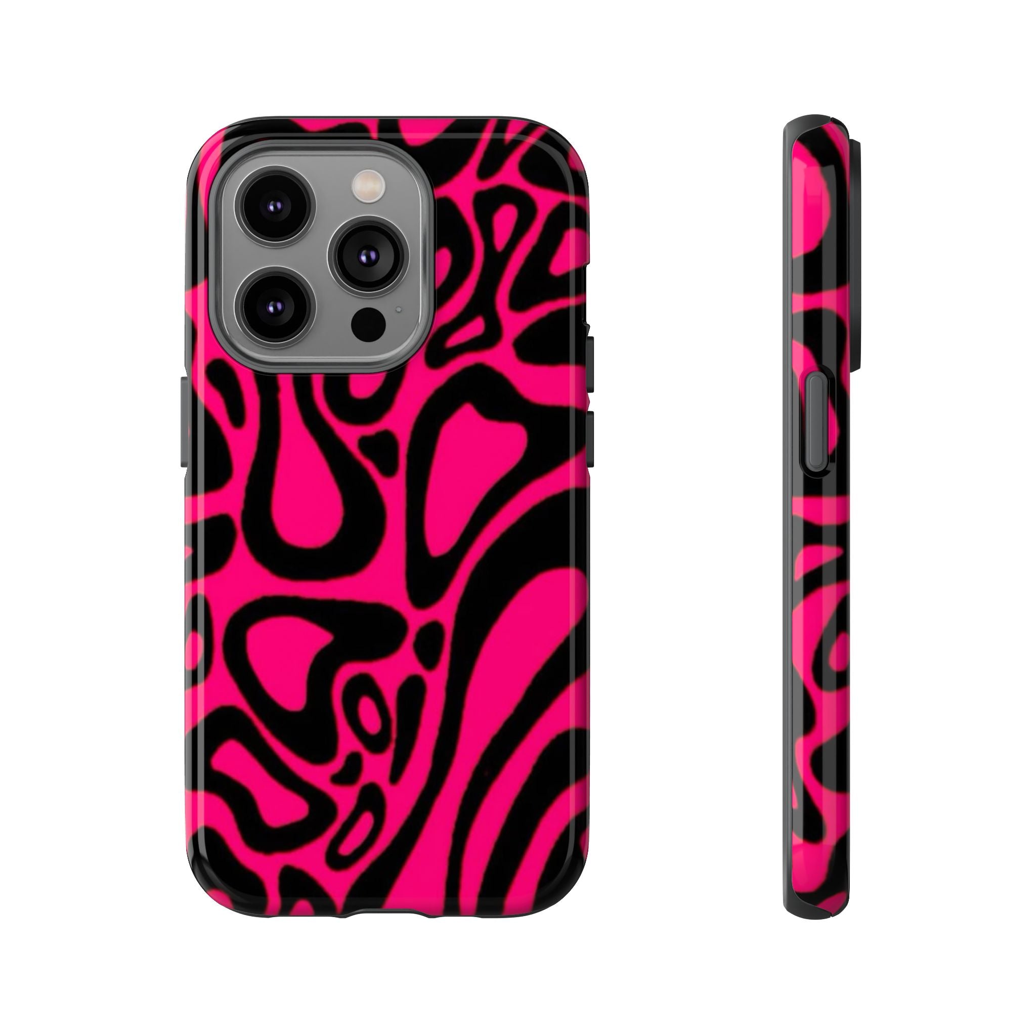 Bold Pink Patterned Phone Case, Stylish Tough Case, Trendy Accessory, Gift for Her, Tech Protection