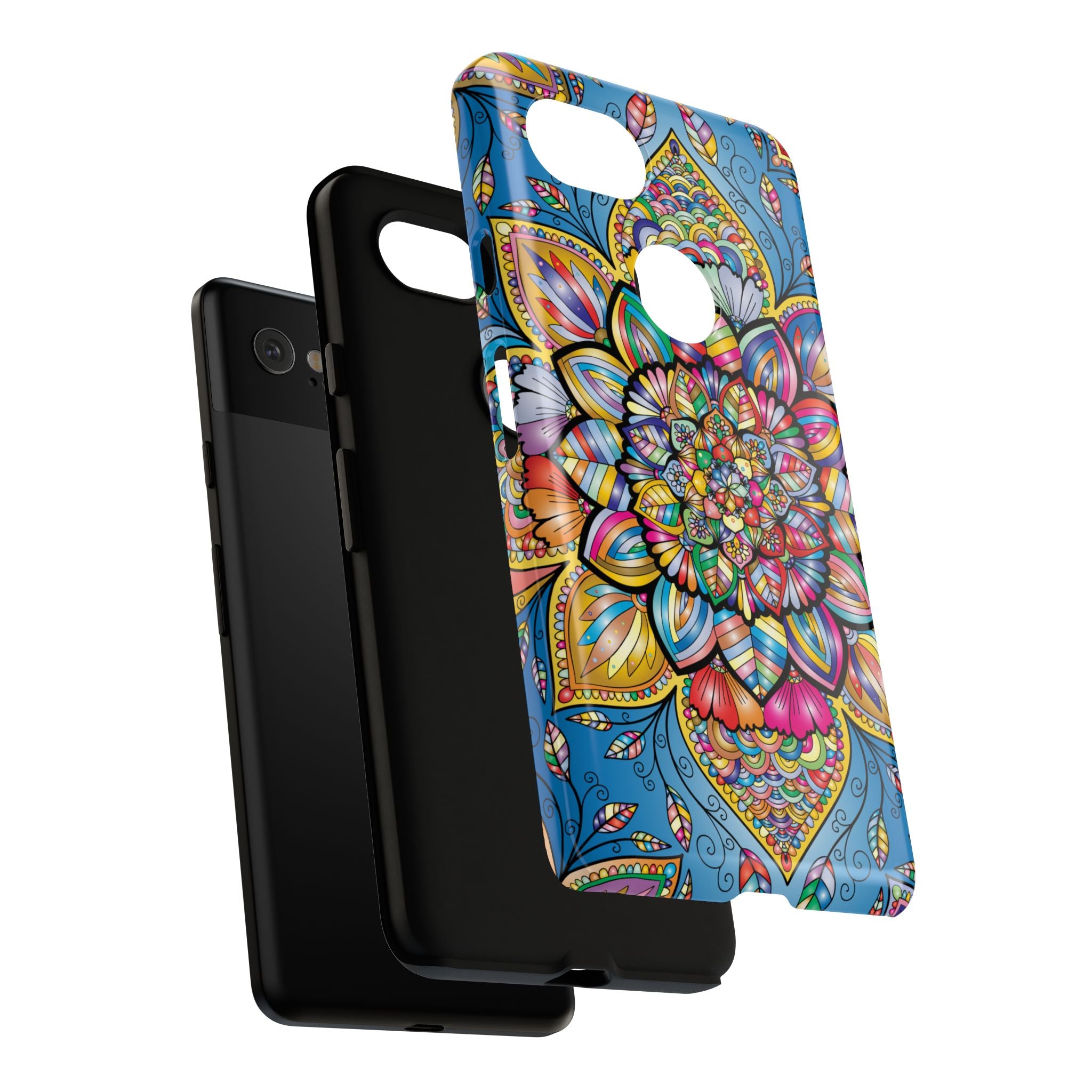 Vibrant Floral Phone Case, Tough Phone Cover, Colorful Mobile Accessory, Artistic Gift, Mandala Design, Everyday Use