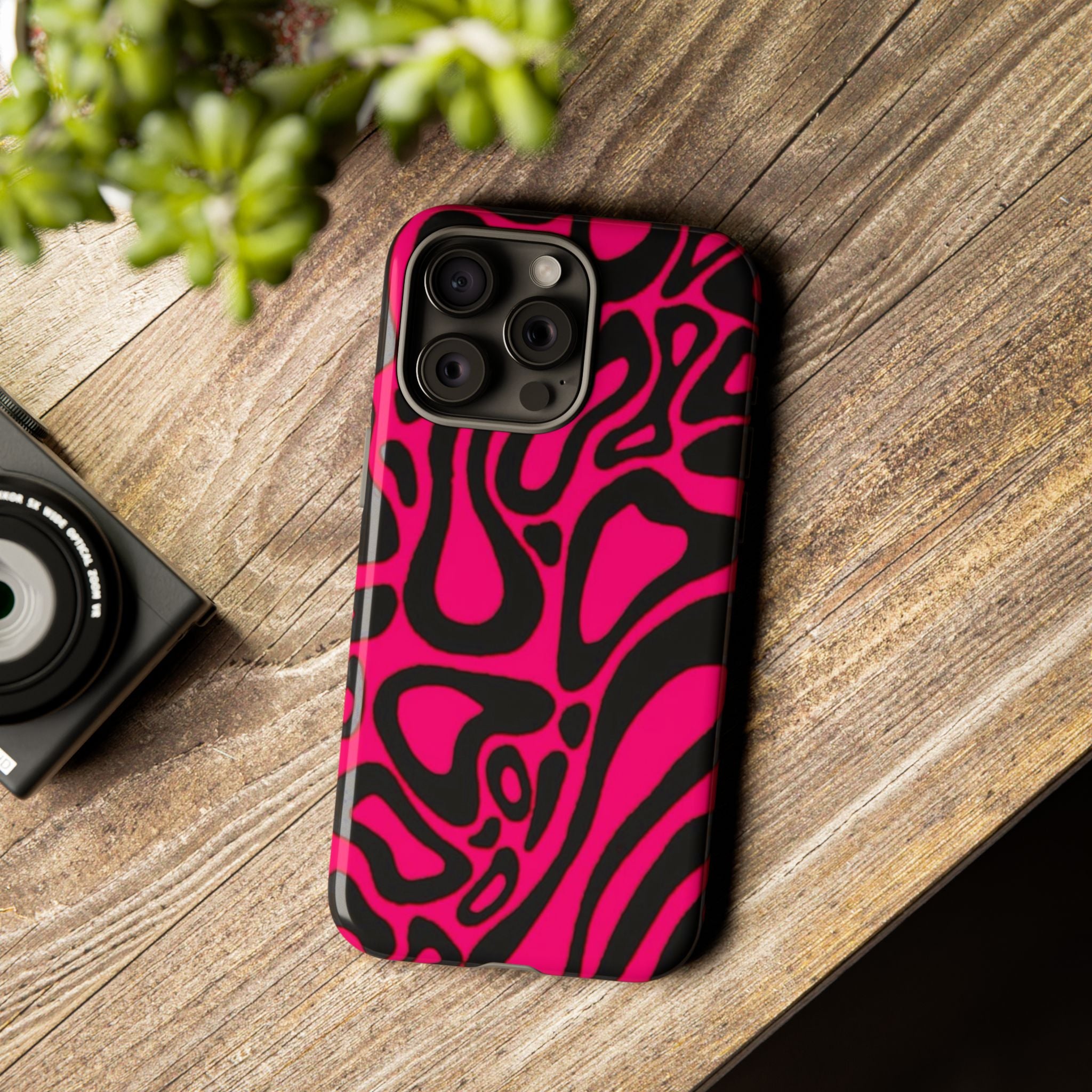 Bold Pink Patterned Phone Case, Stylish Tough Case, Trendy Accessory, Gift for Her, Tech Protection