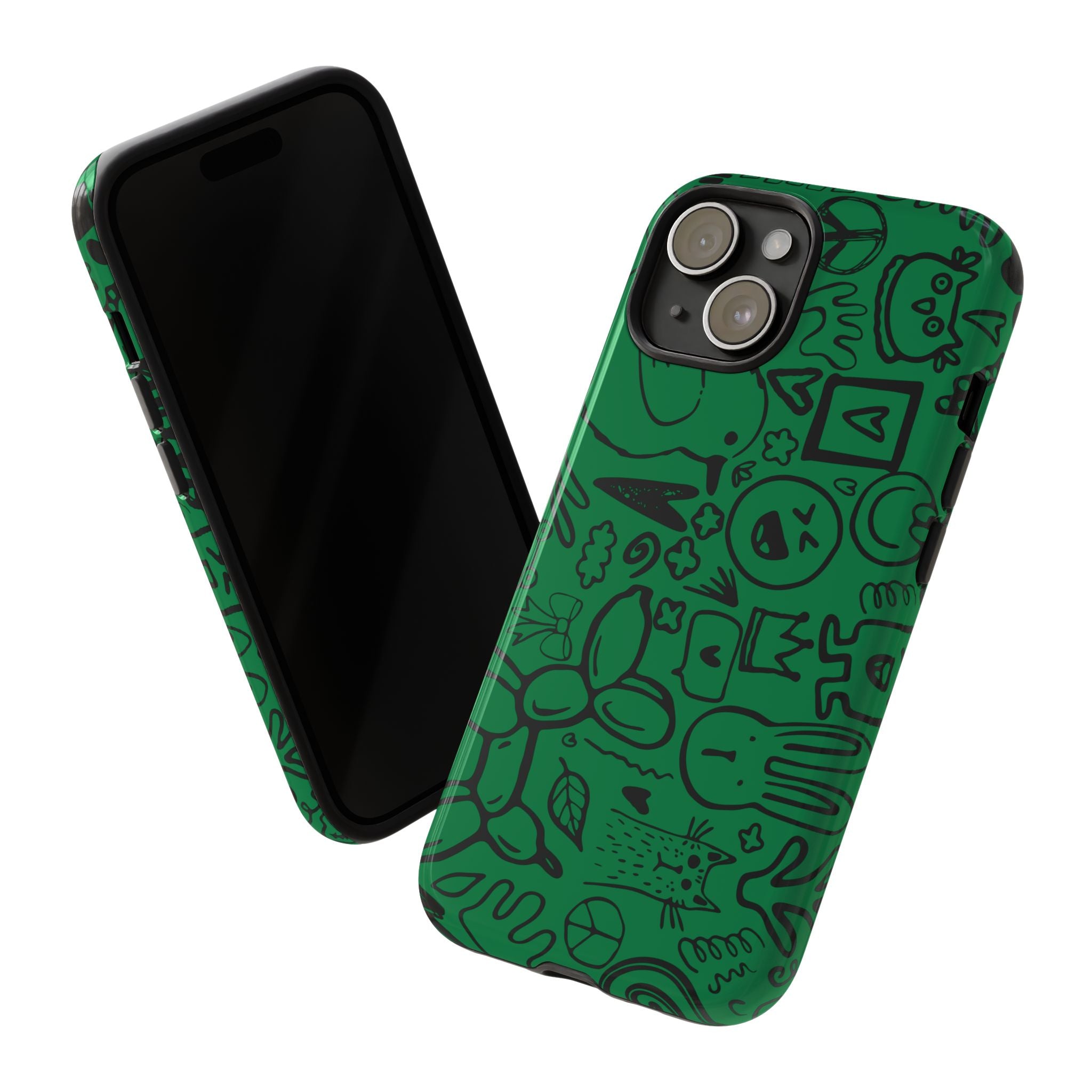 Playful Phone Case, Vibrant Green Tough Case, Quirky Graphic Design, Unique Gift for Kids, Fun Accessories, Christmas, Birthday