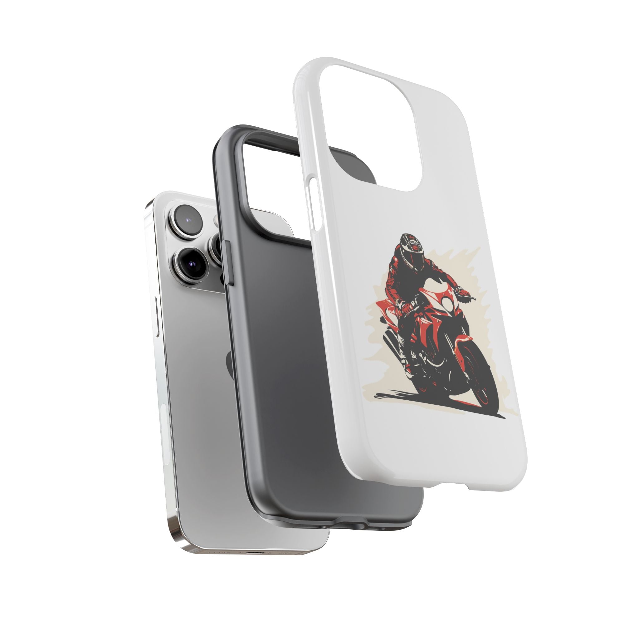 Motorcycle Phone Case, Tough Cases for Riders, Biker Accessory, Gifts for Motorcyclists, Red Bike Design