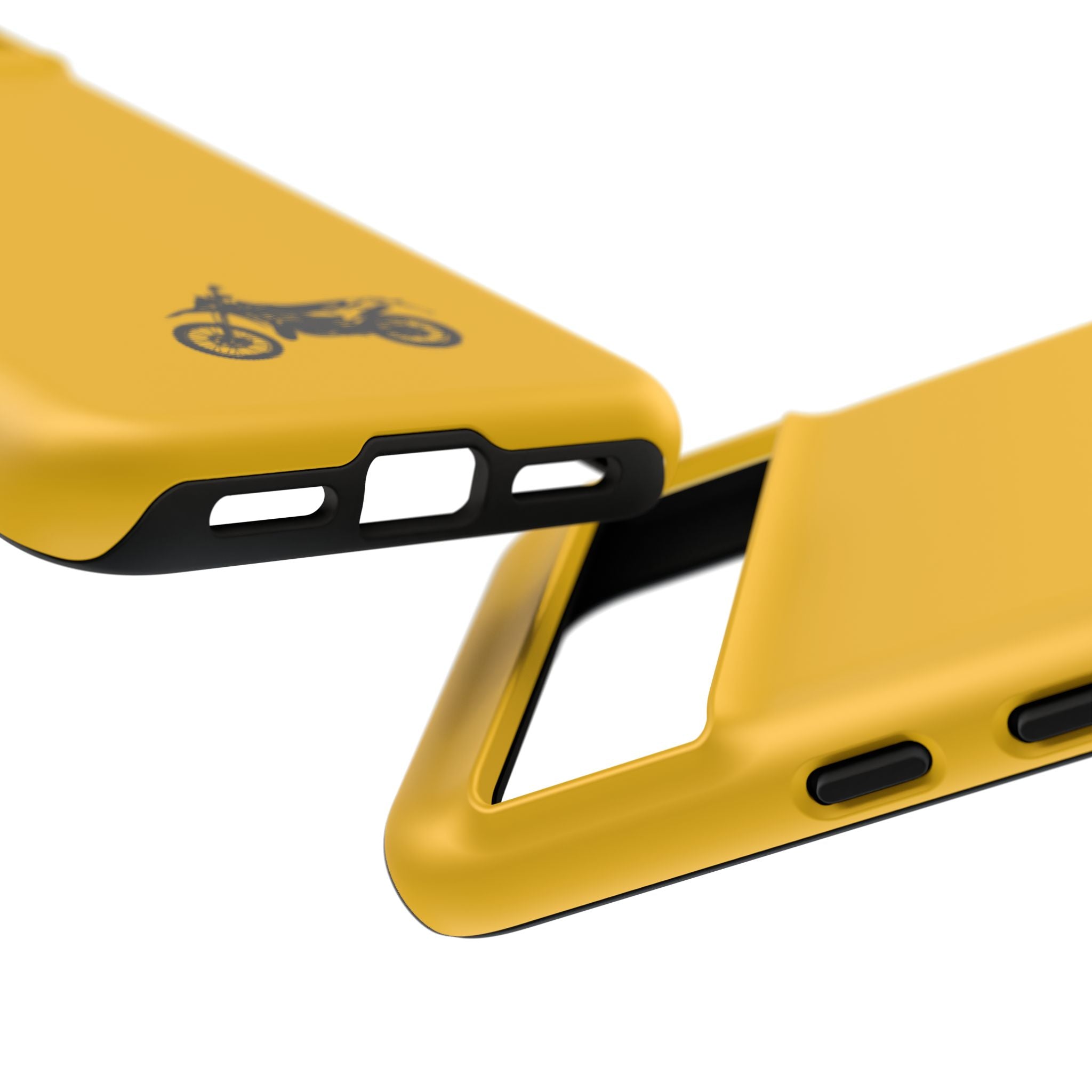 Motorcycle Phone Case, Tough Phone Cover, Gift for Bikers, Durable Tech Accessory, Yellow Motorcycle Design