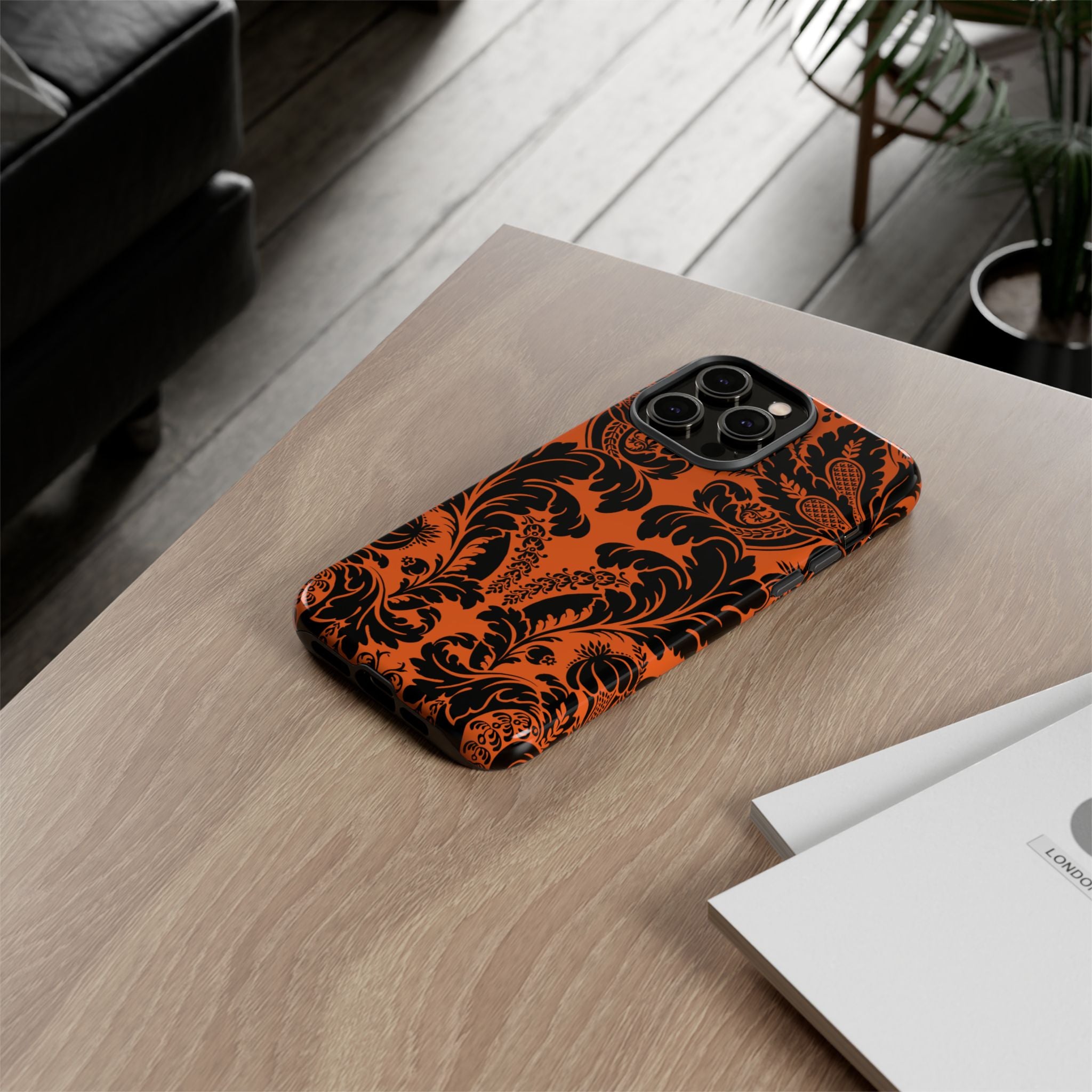 Elegant Phone Case with Orange Floral Design | Tough Cases, Smartphone Cover, Gift for Her, Floral Patterns, Stylish Accessories