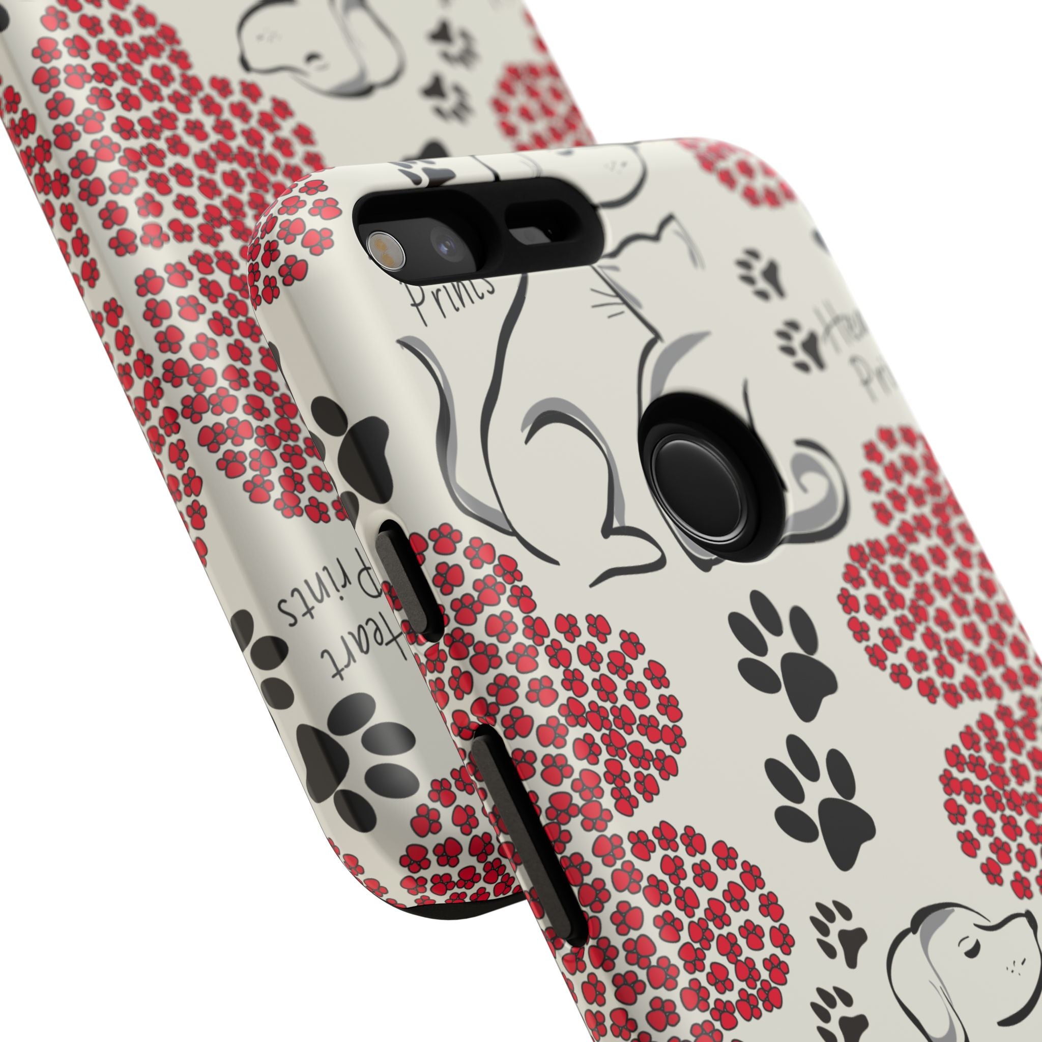 Stylish Phone Case with Heart Prints for Pet Lovers, Dog Lover Gift, Floral Pattern, Customizable Design, Cute Animal Accessories