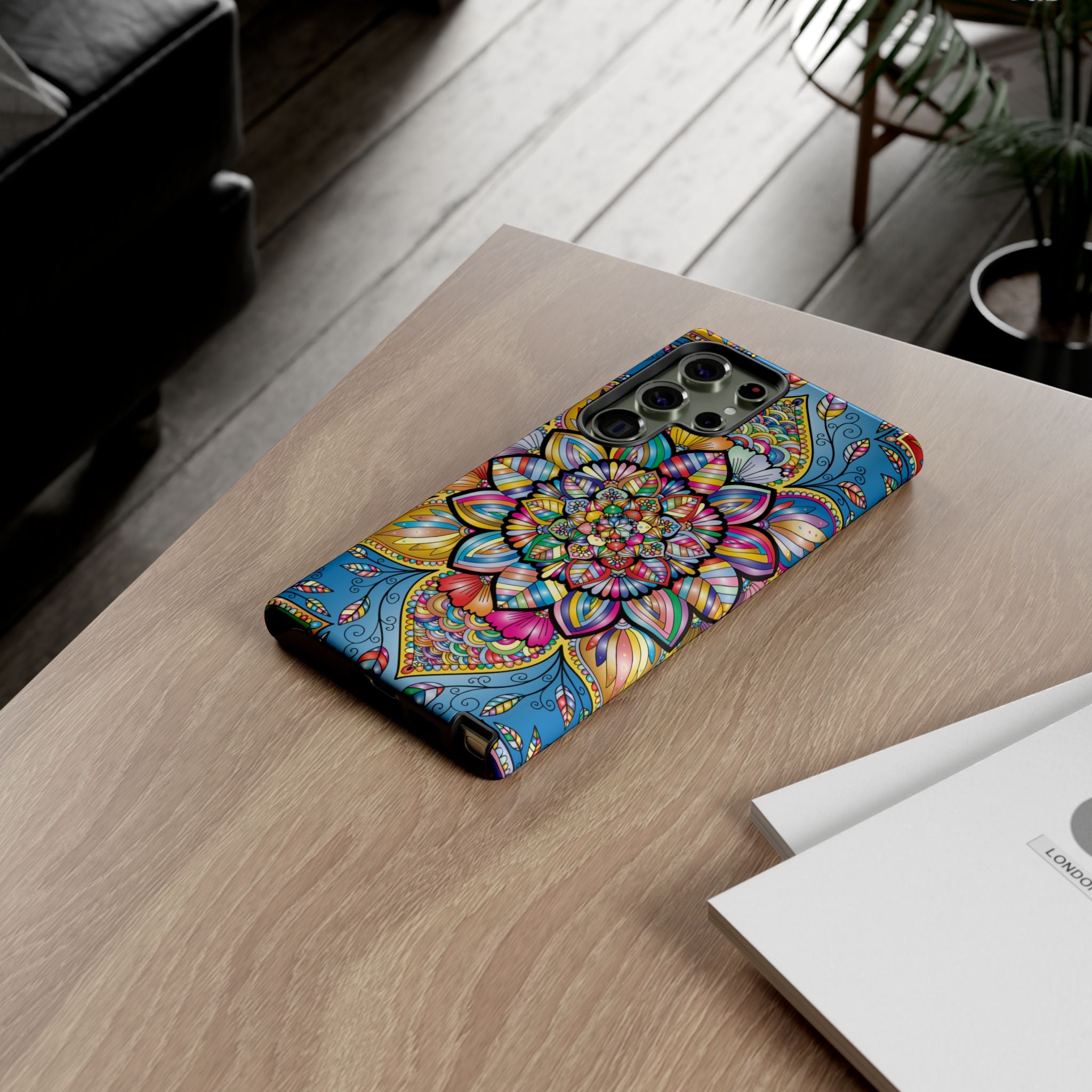 Vibrant Floral Phone Case, Tough Phone Cover, Colorful Mobile Accessory, Artistic Gift, Mandala Design, Everyday Use