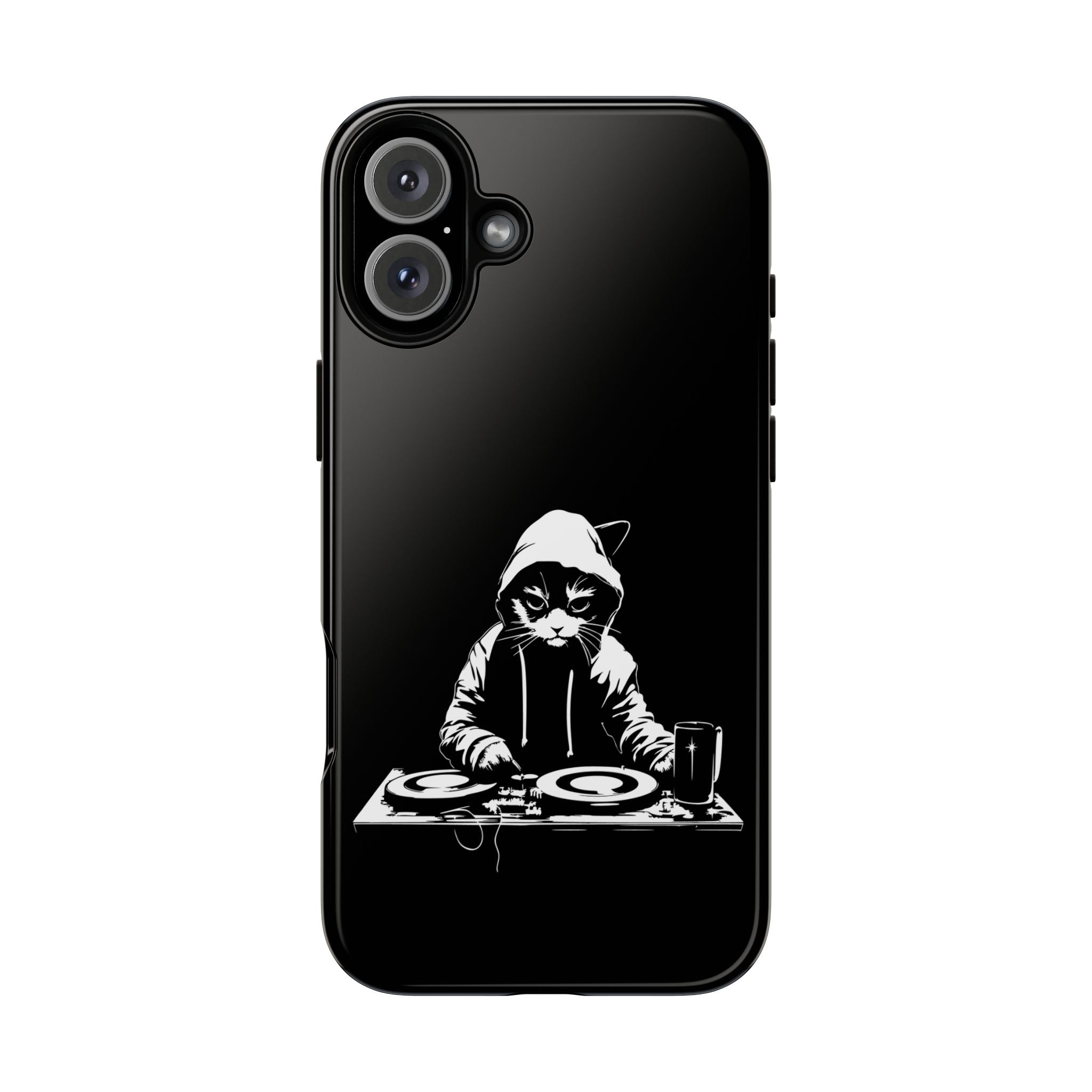 DJ Cat Phone Case, Tough Phone Cover, Pet Lover Gift, Music Enthusiast Accessory, Cute Cat Decor, Unique Case Design