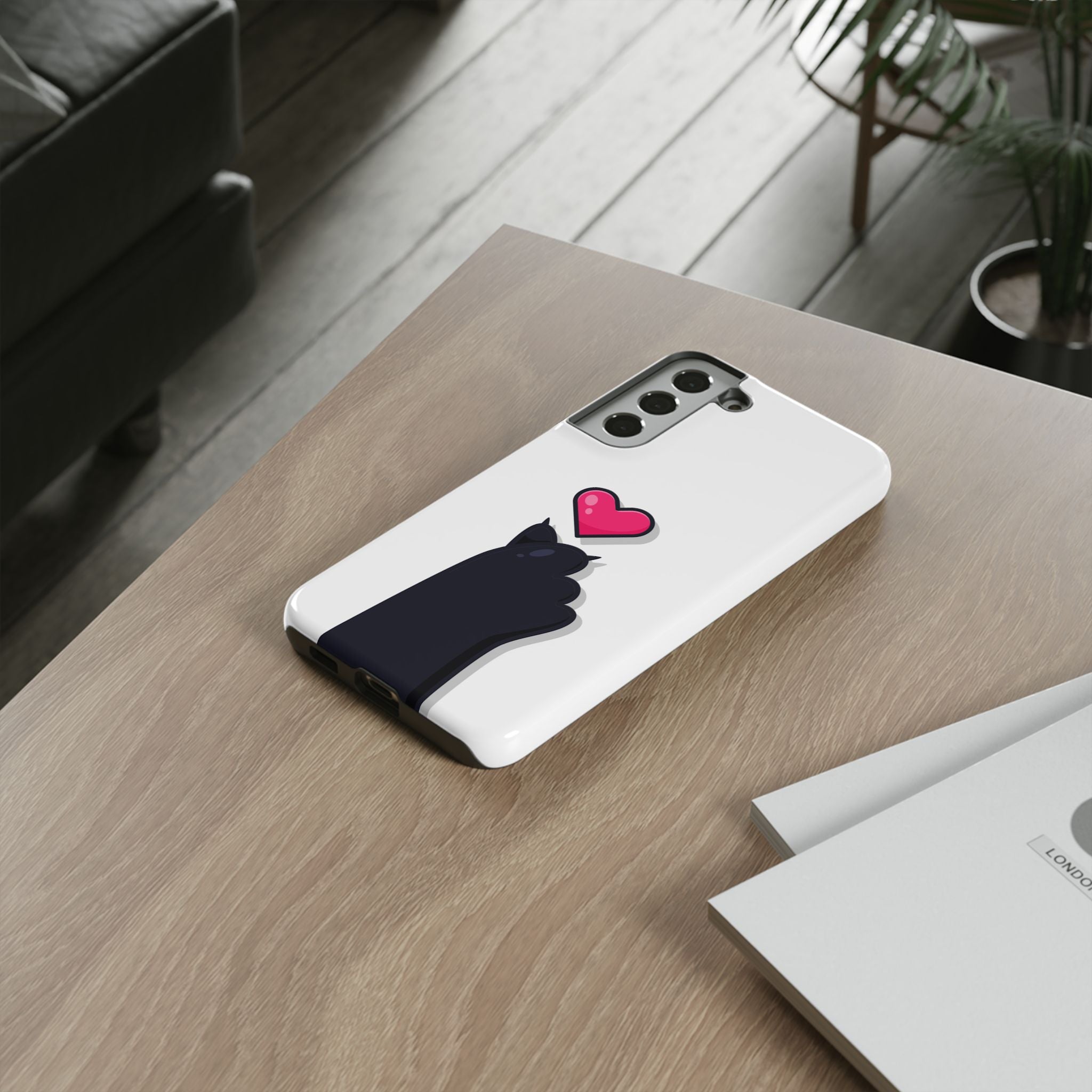Cute Cat Love Phone Case, Tough Cell Phone Cover, Animal Lover Gifts, Pet Parent Accessories, Valentine's Day Essentials