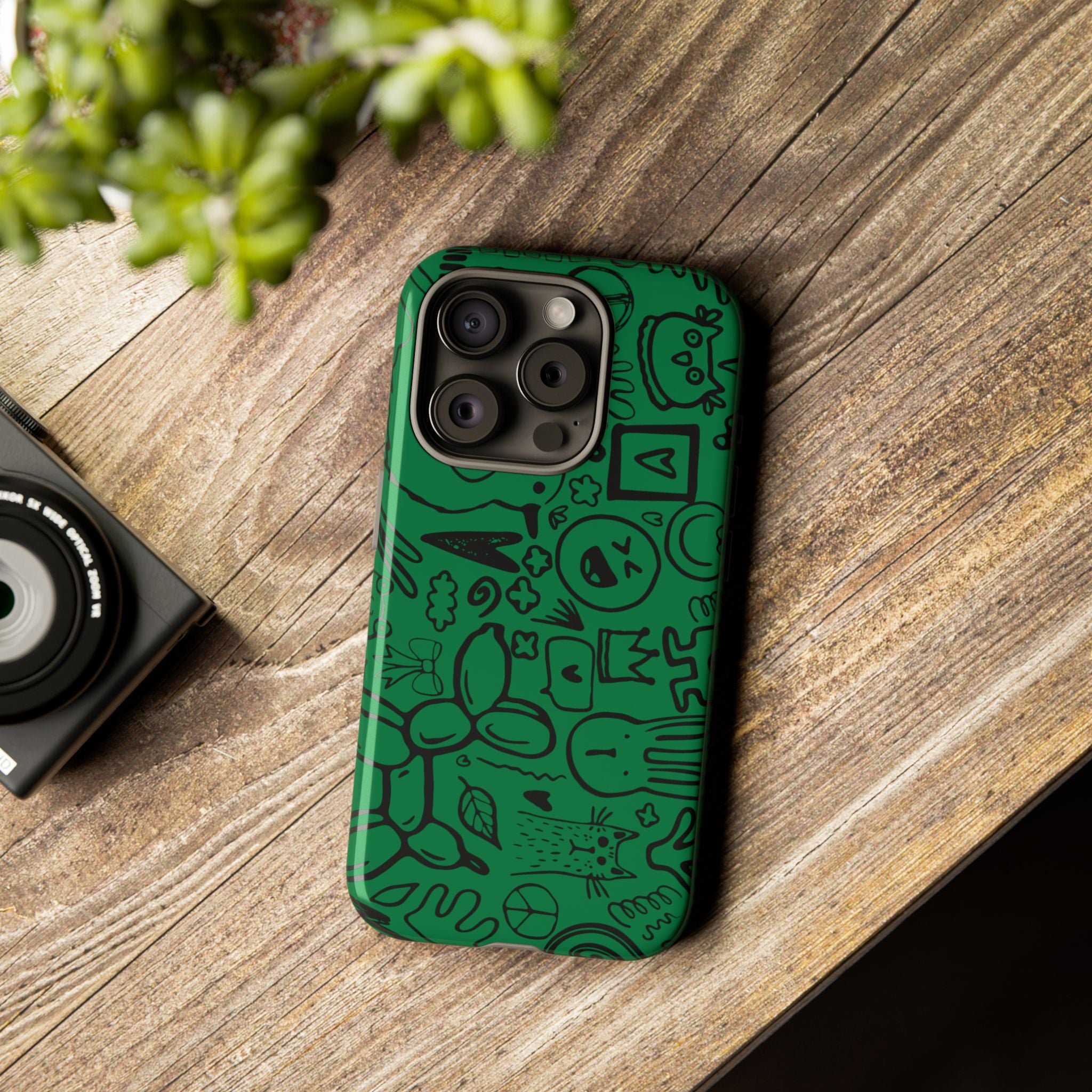 Playful Phone Case, Vibrant Green Tough Case, Quirky Graphic Design, Unique Gift for Kids, Fun Accessories, Christmas, Birthday