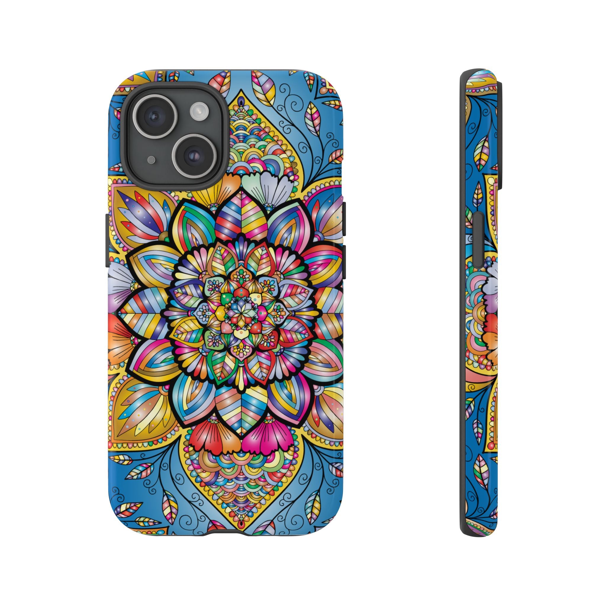 Vibrant Floral Phone Case, Tough Phone Cover, Colorful Mobile Accessory, Artistic Gift, Mandala Design, Everyday Use