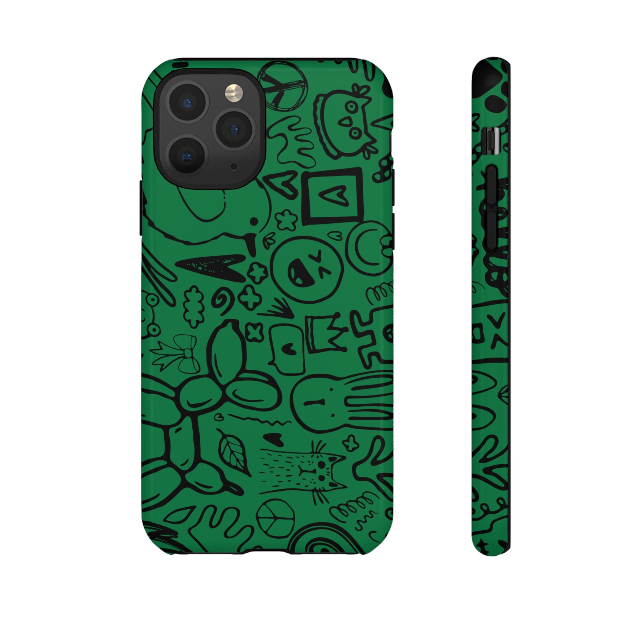 Playful Phone Case, Vibrant Green Tough Case, Quirky Graphic Design, Unique Gift for Kids, Fun Accessories, Christmas, Birthday