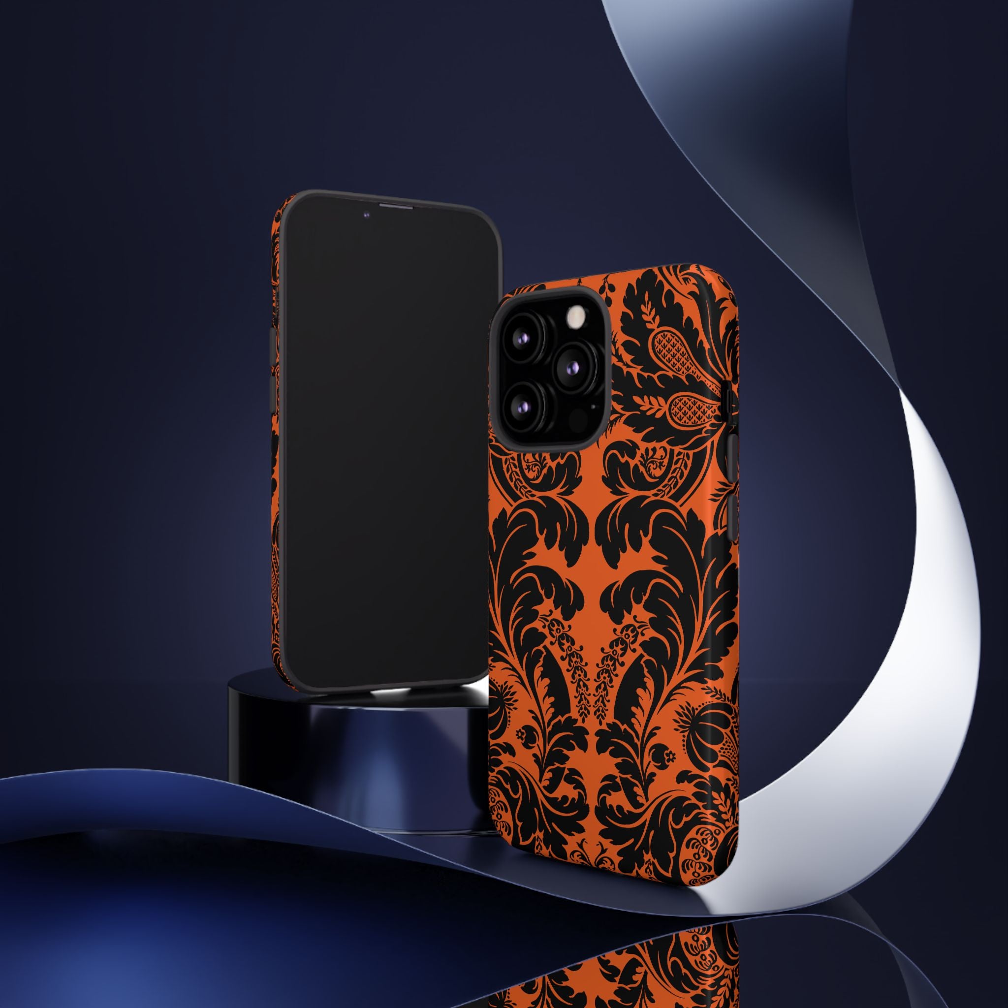 Elegant Phone Case with Orange Floral Design | Tough Cases, Smartphone Cover, Gift for Her, Floral Patterns, Stylish Accessories