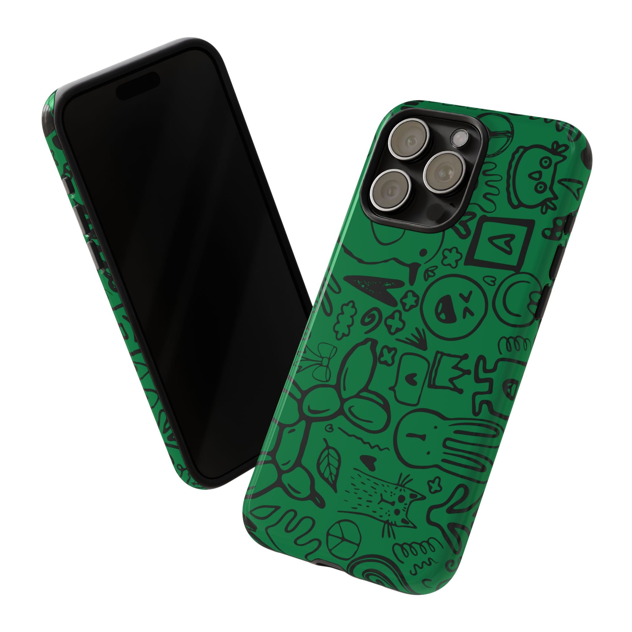 Playful Phone Case, Vibrant Green Tough Case, Quirky Graphic Design, Unique Gift for Kids, Fun Accessories, Christmas, Birthday