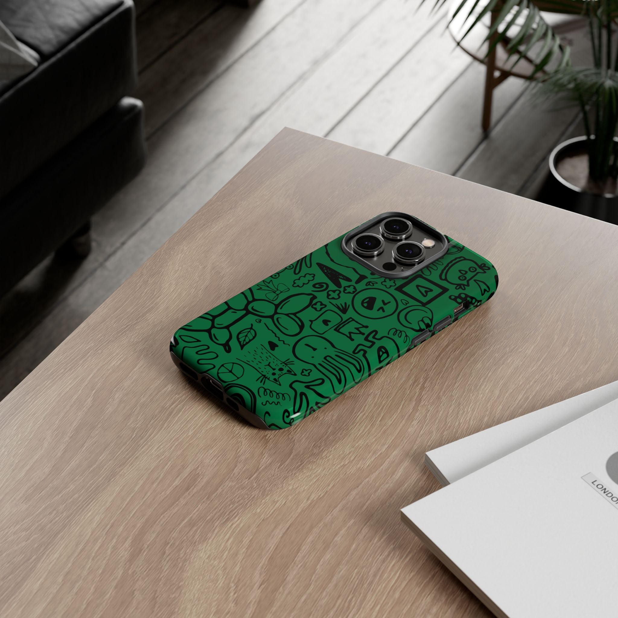 Playful Phone Case, Vibrant Green Tough Case, Quirky Graphic Design, Unique Gift for Kids, Fun Accessories, Christmas, Birthday