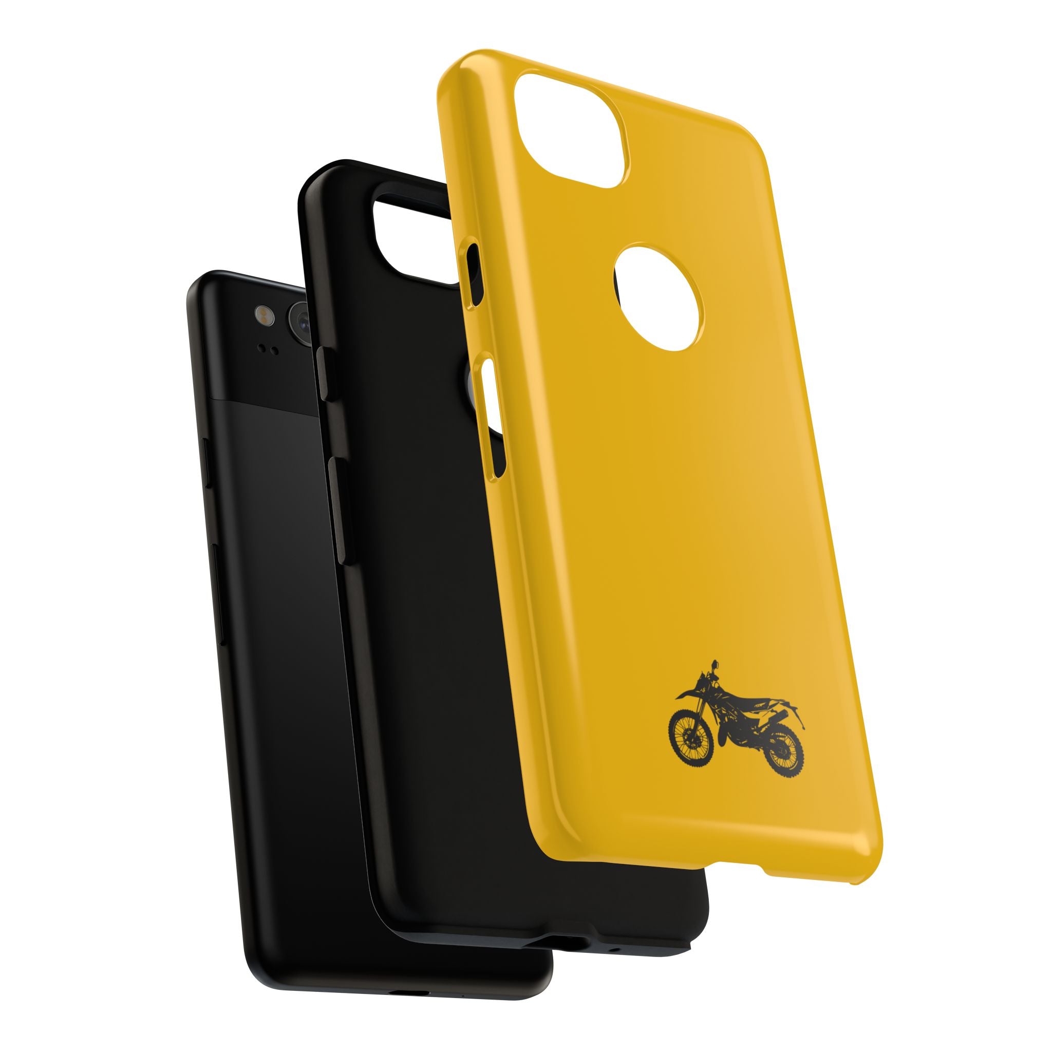 Motorcycle Phone Case, Tough Phone Cover, Gift for Bikers, Durable Tech Accessory, Yellow Motorcycle Design