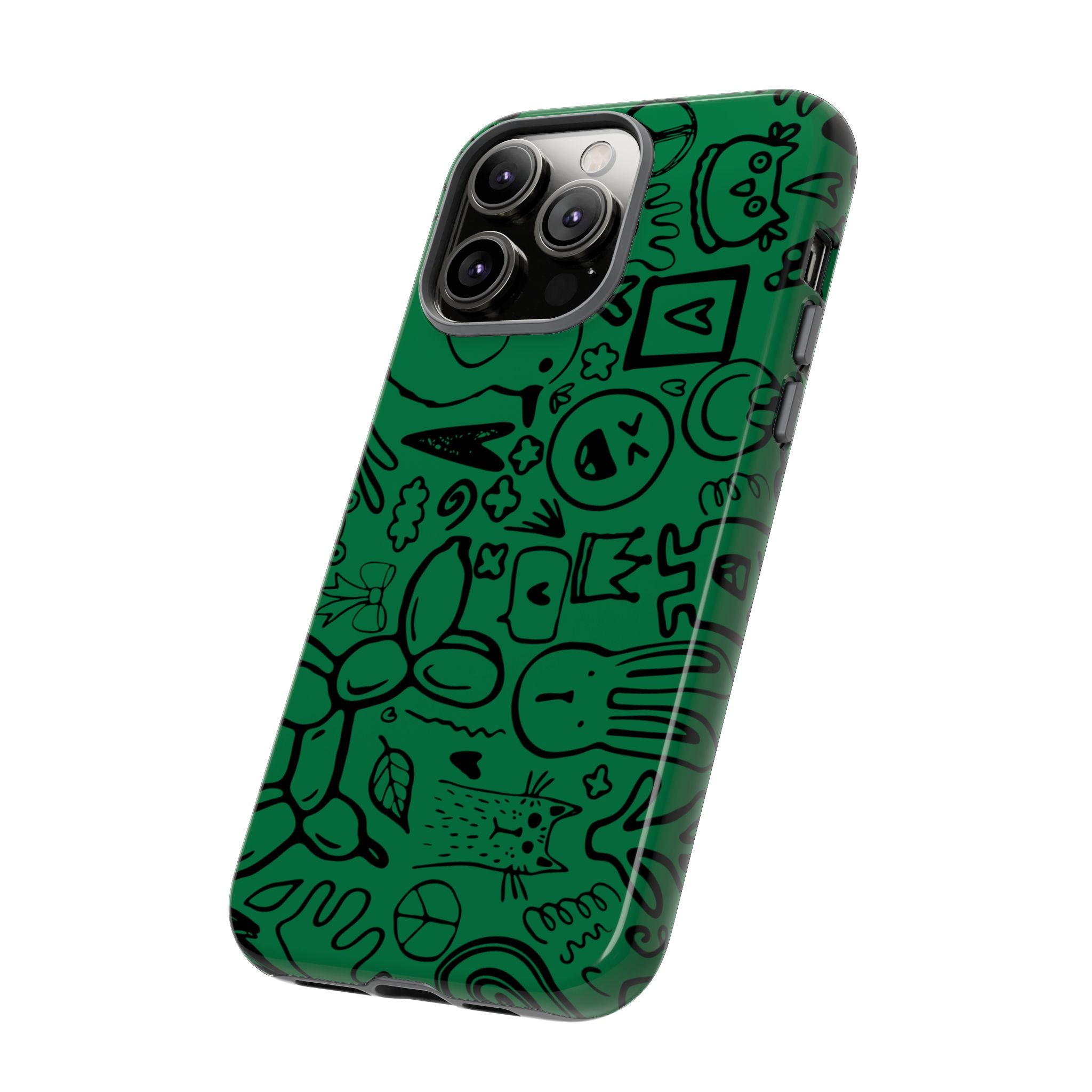 Playful Phone Case, Vibrant Green Tough Case, Quirky Graphic Design, Unique Gift for Kids, Fun Accessories, Christmas, Birthday