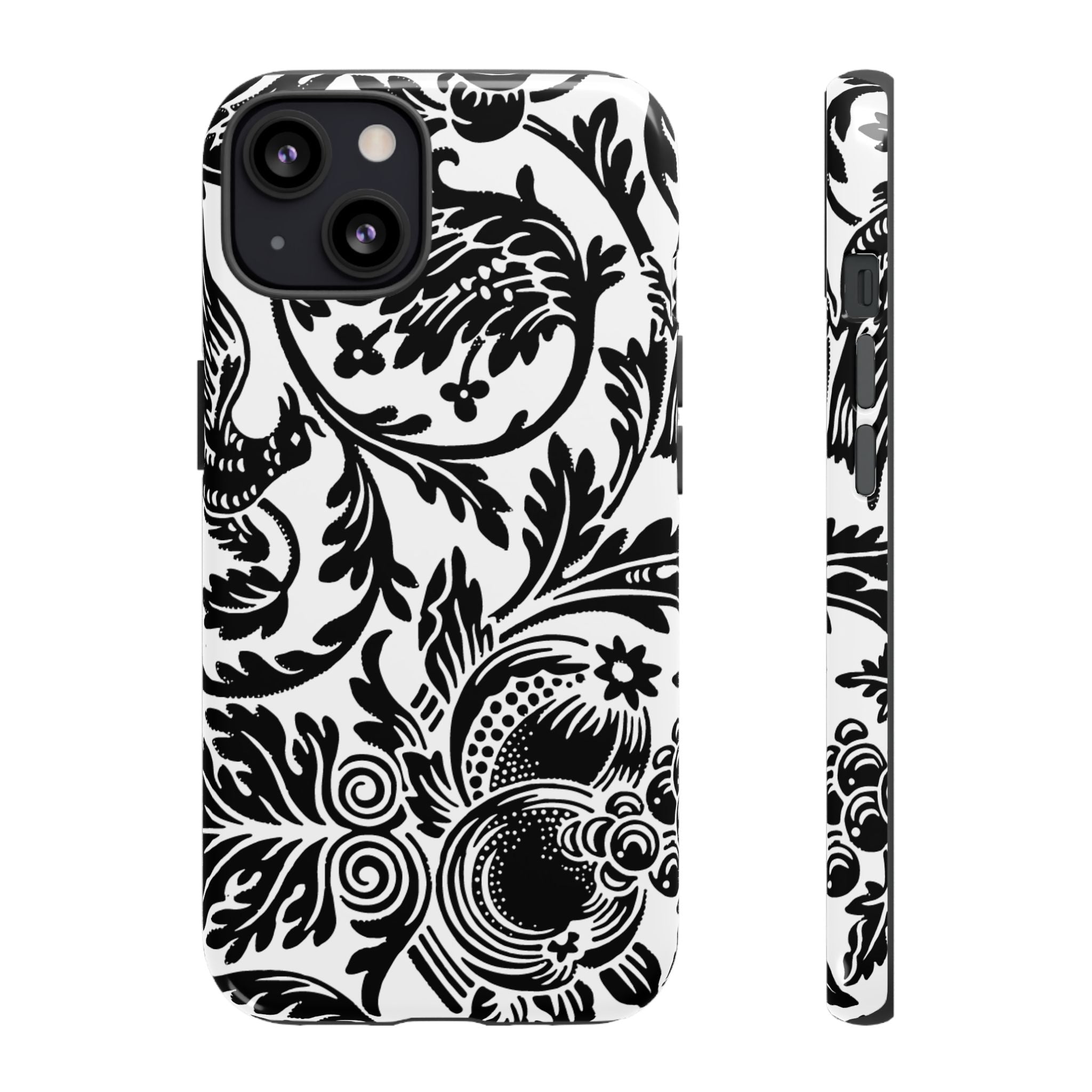 Elegant Black Floral Phone Case, Tough Cases, Stylish Phone Protection, Gift for Her, Floral Design, Trendy Accessories