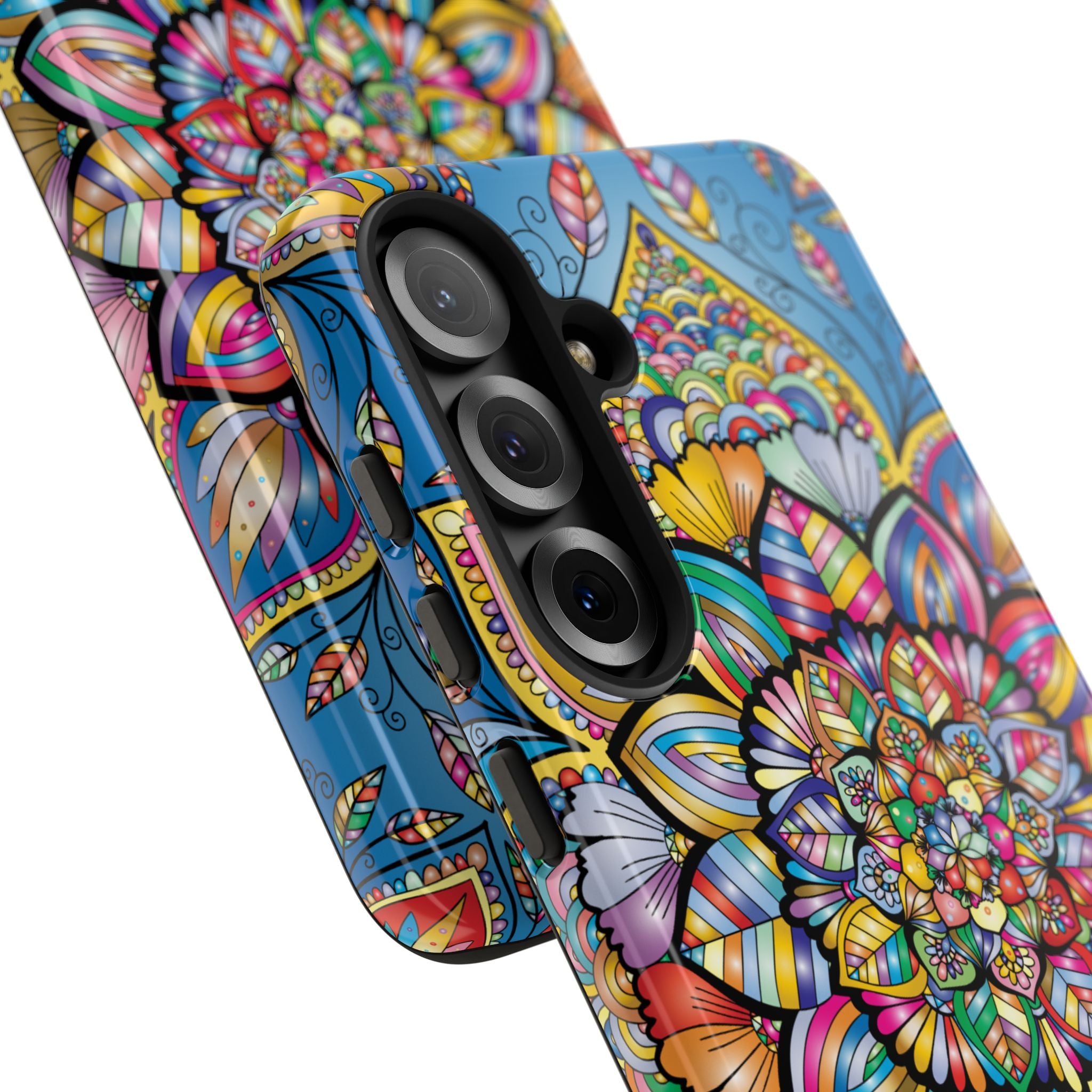 Vibrant Floral Phone Case, Tough Phone Cover, Colorful Mobile Accessory, Artistic Gift, Mandala Design, Everyday Use
