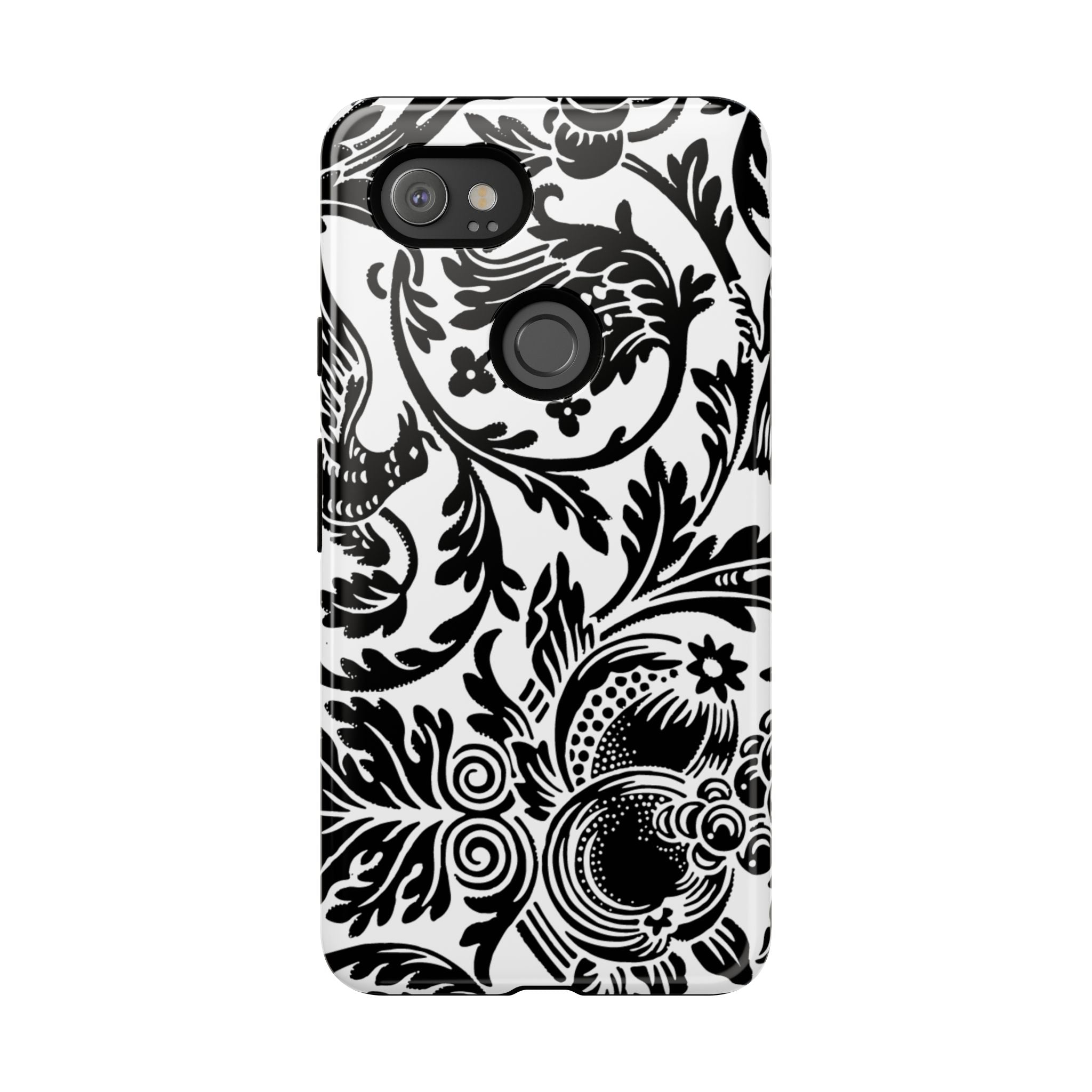 Elegant Black Floral Phone Case, Tough Cases, Stylish Phone Protection, Gift for Her, Floral Design, Trendy Accessories