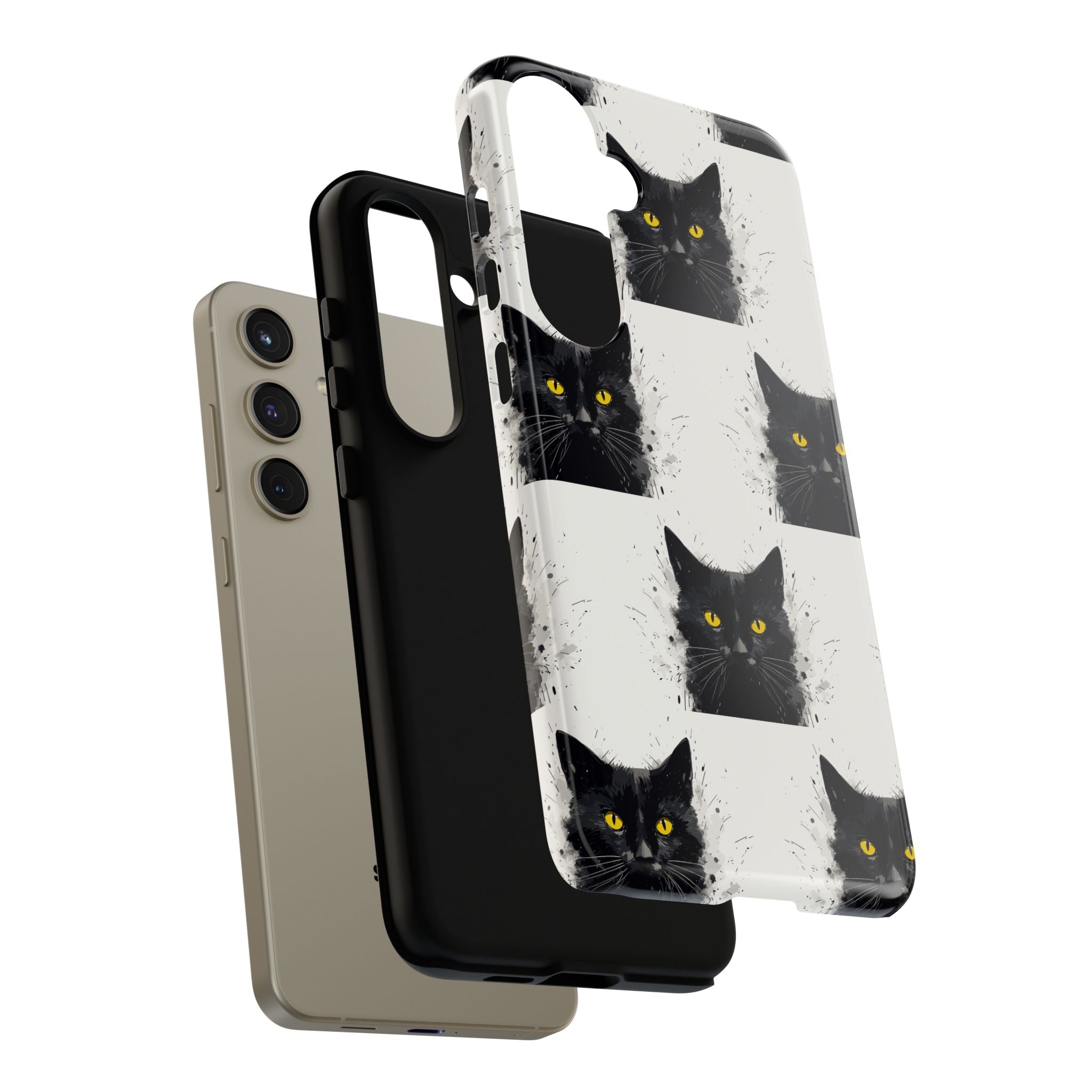 Black Cat Phone Case, Tough Cases, Cat Lover Gift, Unique Design, Halloween, Animal Accessories, Custom Phone Cover