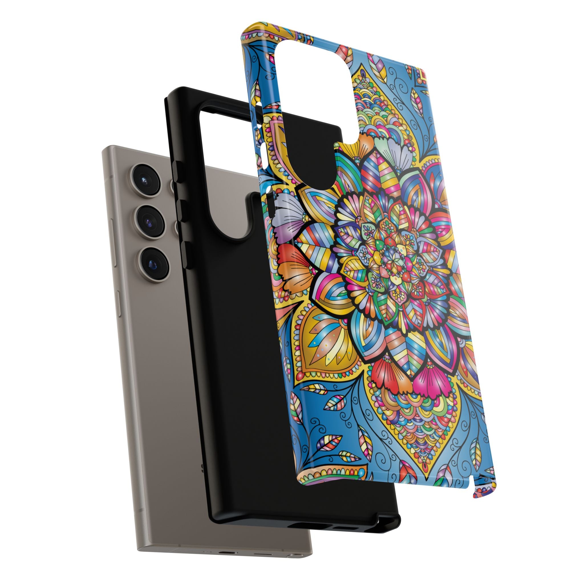 Vibrant Floral Phone Case, Tough Phone Cover, Colorful Mobile Accessory, Artistic Gift, Mandala Design, Everyday Use