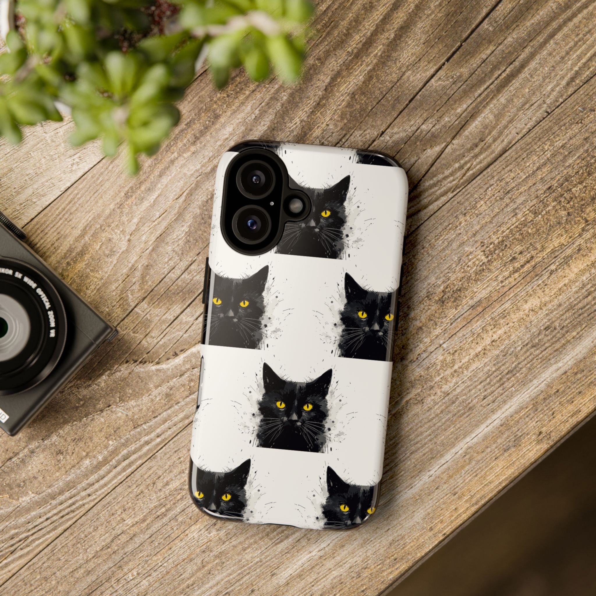 Black Cat Phone Case, Tough Cases, Cat Lover Gift, Unique Design, Halloween, Animal Accessories, Custom Phone Cover