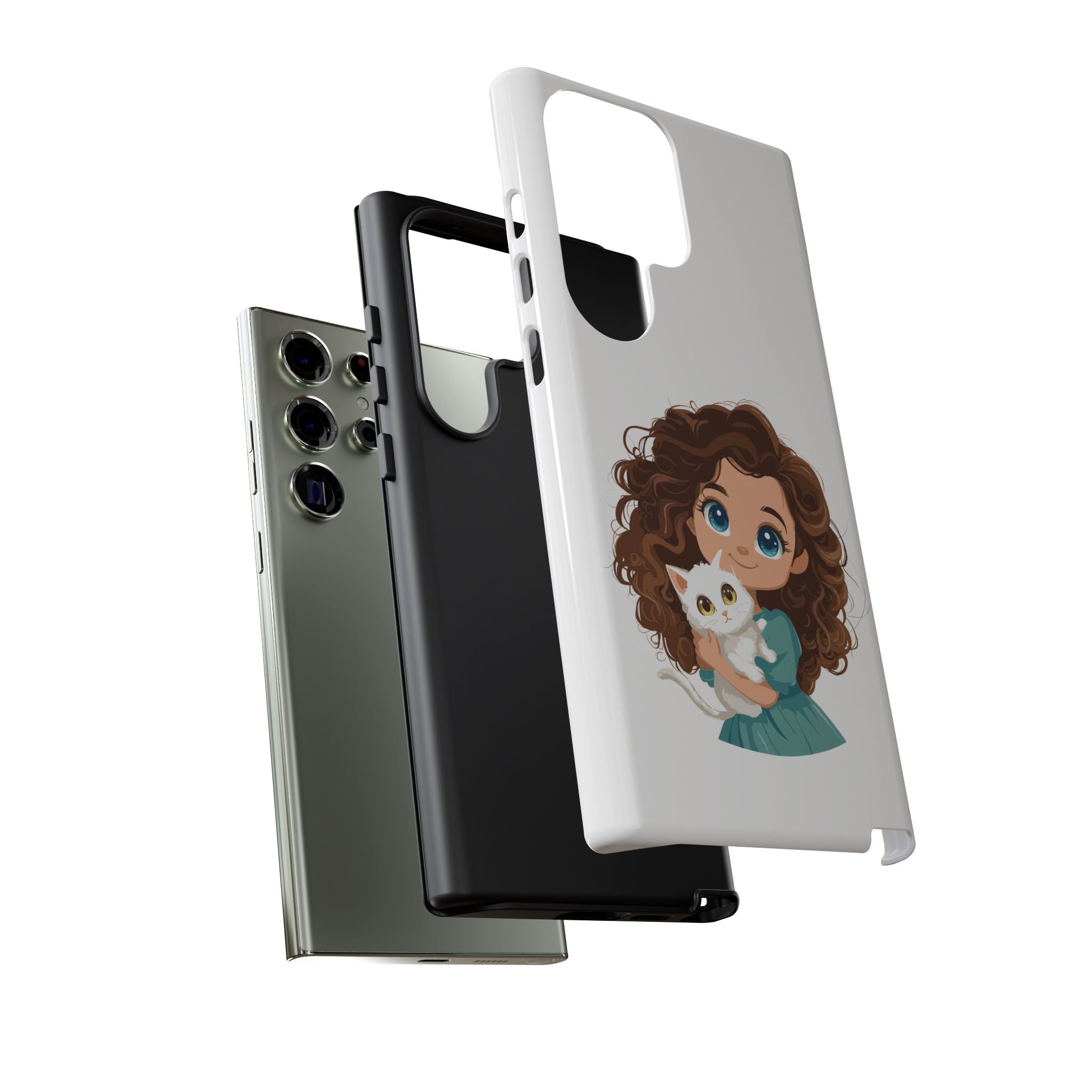 Cute Cat Lover Phone Case, Tough Phone Cover, Pet Lover Gift, Personalized Gift, Kids Phone Case, Animal Lover Accessories