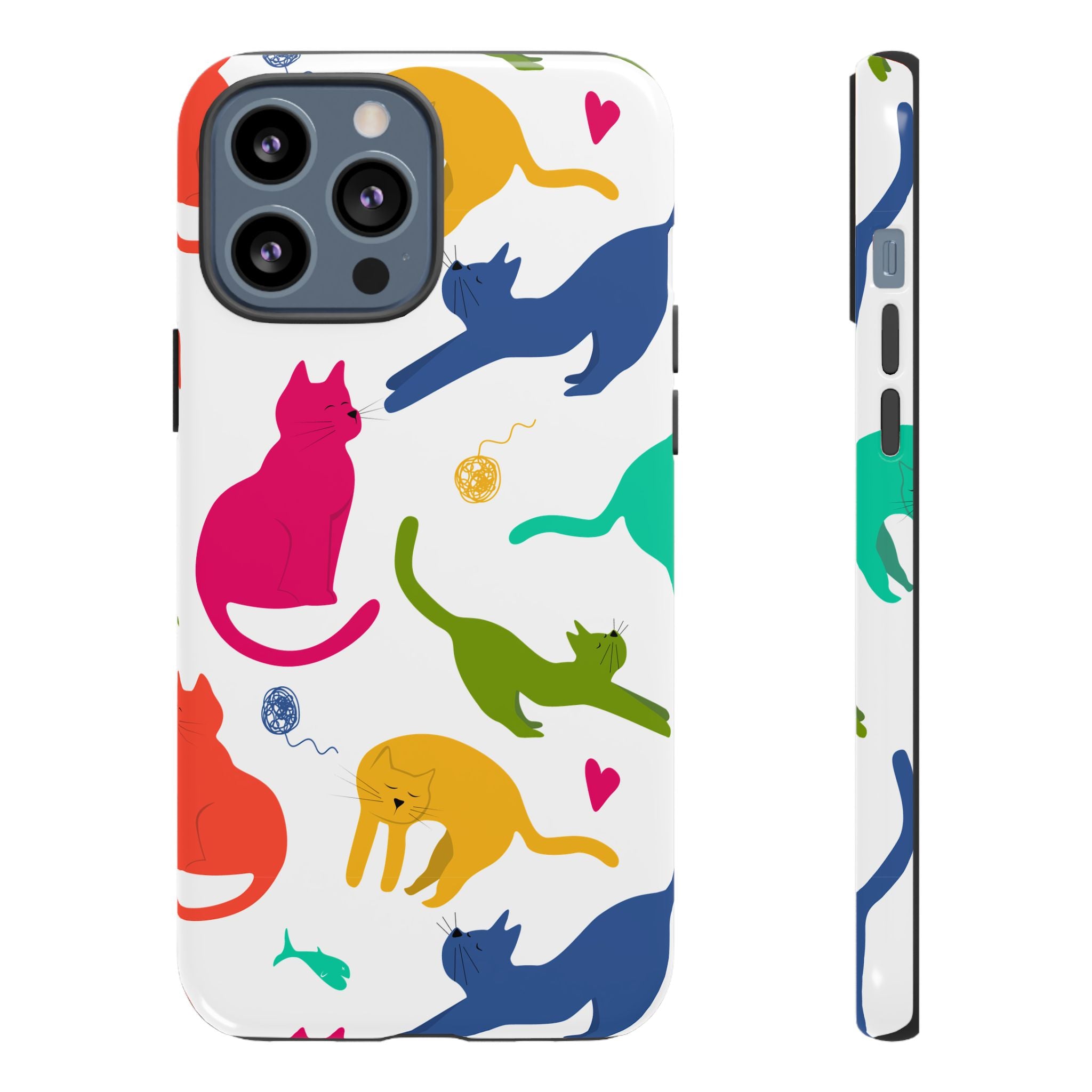 Colorful Cat Phone Case, Fun Pet Lover Gift, Tough Phone Cover, Cute Cat Accessories, Animal Theme Decor
