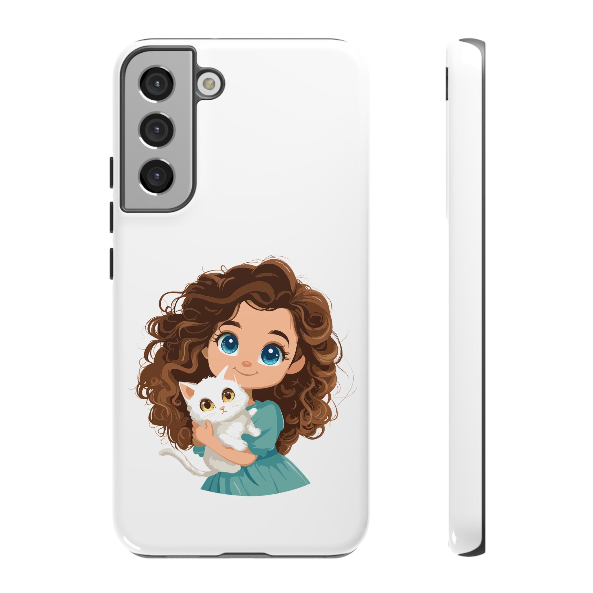 Cute Cat Lover Phone Case, Tough Phone Cover, Pet Lover Gift, Personalized Gift, Kids Phone Case, Animal Lover Accessories