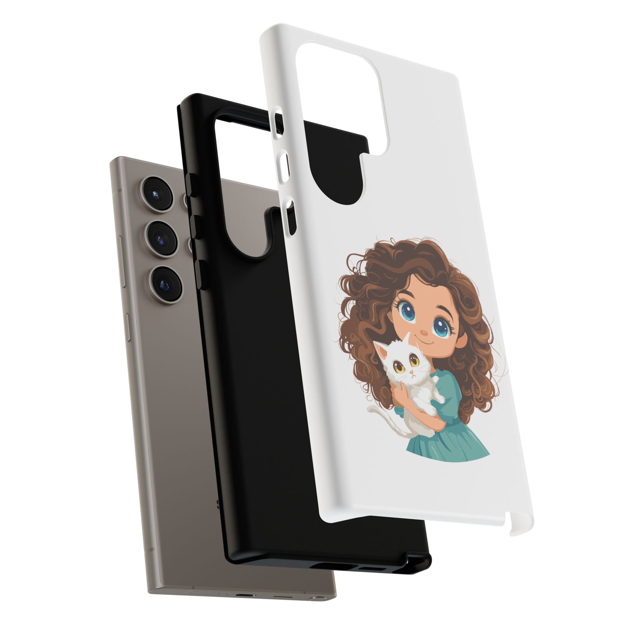 Cute Cat Lover Phone Case, Tough Phone Cover, Pet Lover Gift, Personalized Gift, Kids Phone Case, Animal Lover Accessories